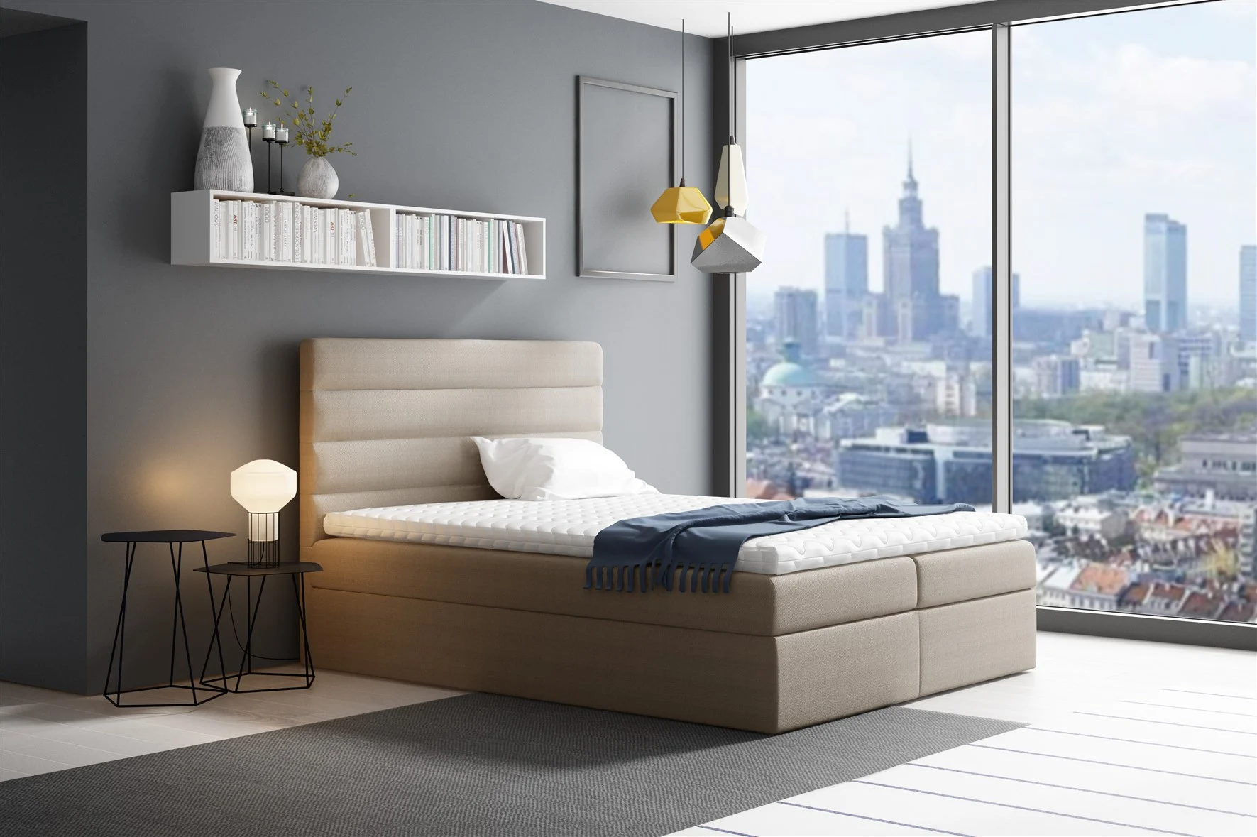 Boxspringbett Schlafzimmerbett LUCA 140x200cm Beige - Fun Moebel