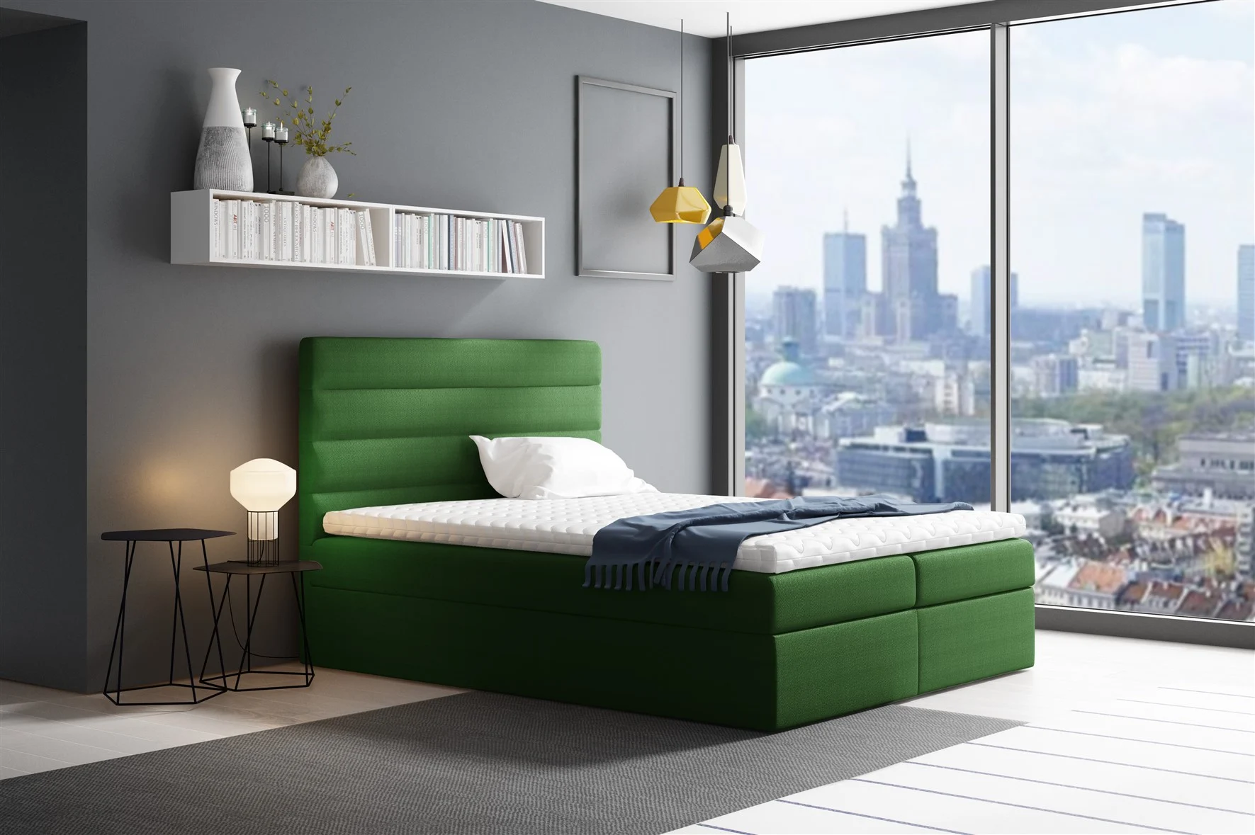 Boxspringbett Schlafzimmerbett LUCA 200x200cm Grün - Fun Moebel