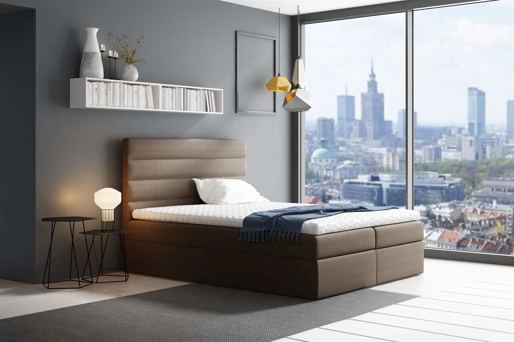 Boxspringbett Schlafzimmerbett LUCA 180x200cm Schokoladenbraun - Fun Moebel