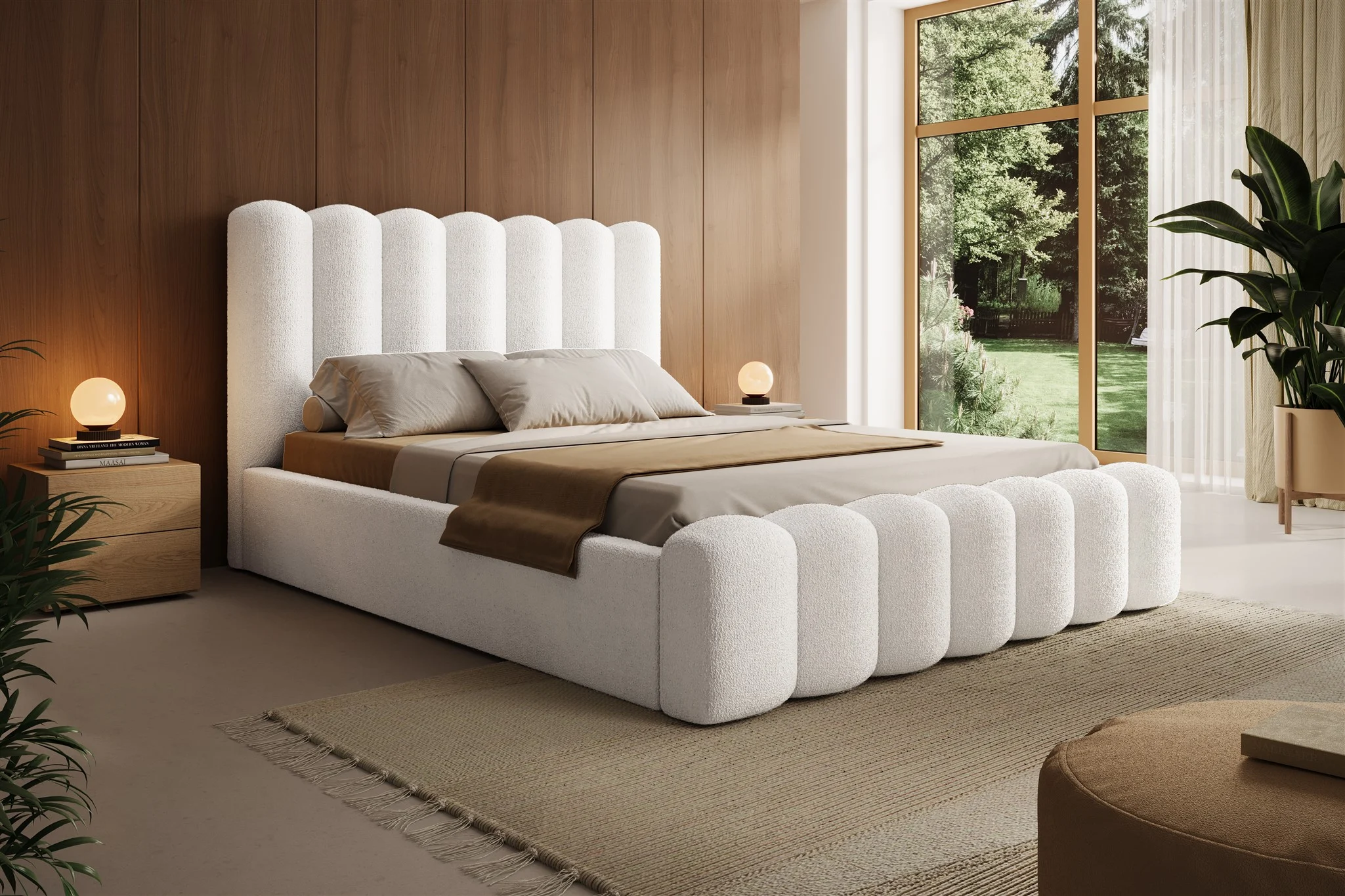Polsterbett Bett MACON 140x200cm in Stoff Ascot Weiß / Speed - Fun Möbel