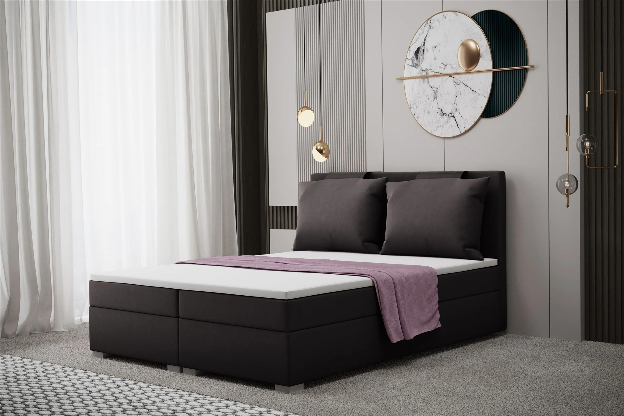 Boxspringbett Schlafzimmerbett MATRO 120x200cm in Stoff Soro Zinn - Fun Moebel