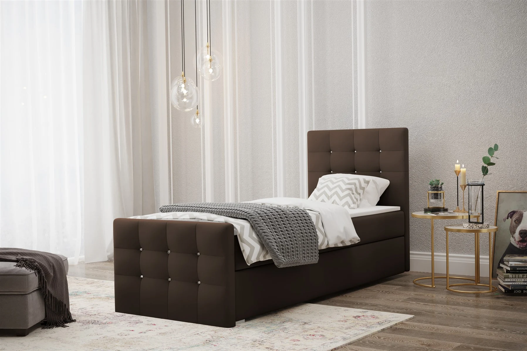 Boxspringbett Schlafzimmerbett Bett MAURO 100x200cm in div. Farbvarianten - Fun Moebel