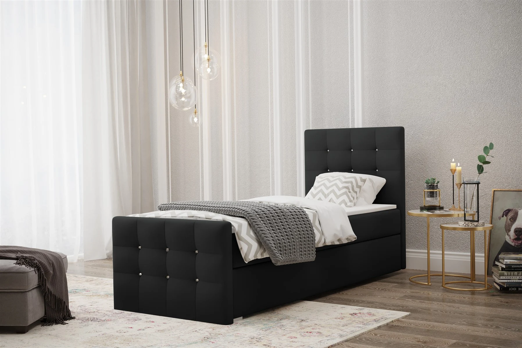 Boxspringbett Schlafzimmerbett Bett MAURO 90x200cm in div. Farbvarianten - Fun Moebel