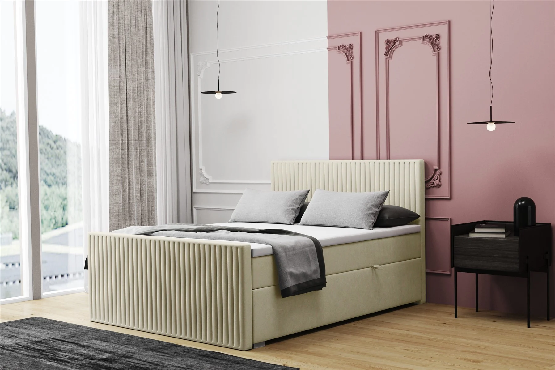 Boxspringbett Schlafzimmerbett MONTY 160x200cm in div. Farbvarianten - Fun Moebel