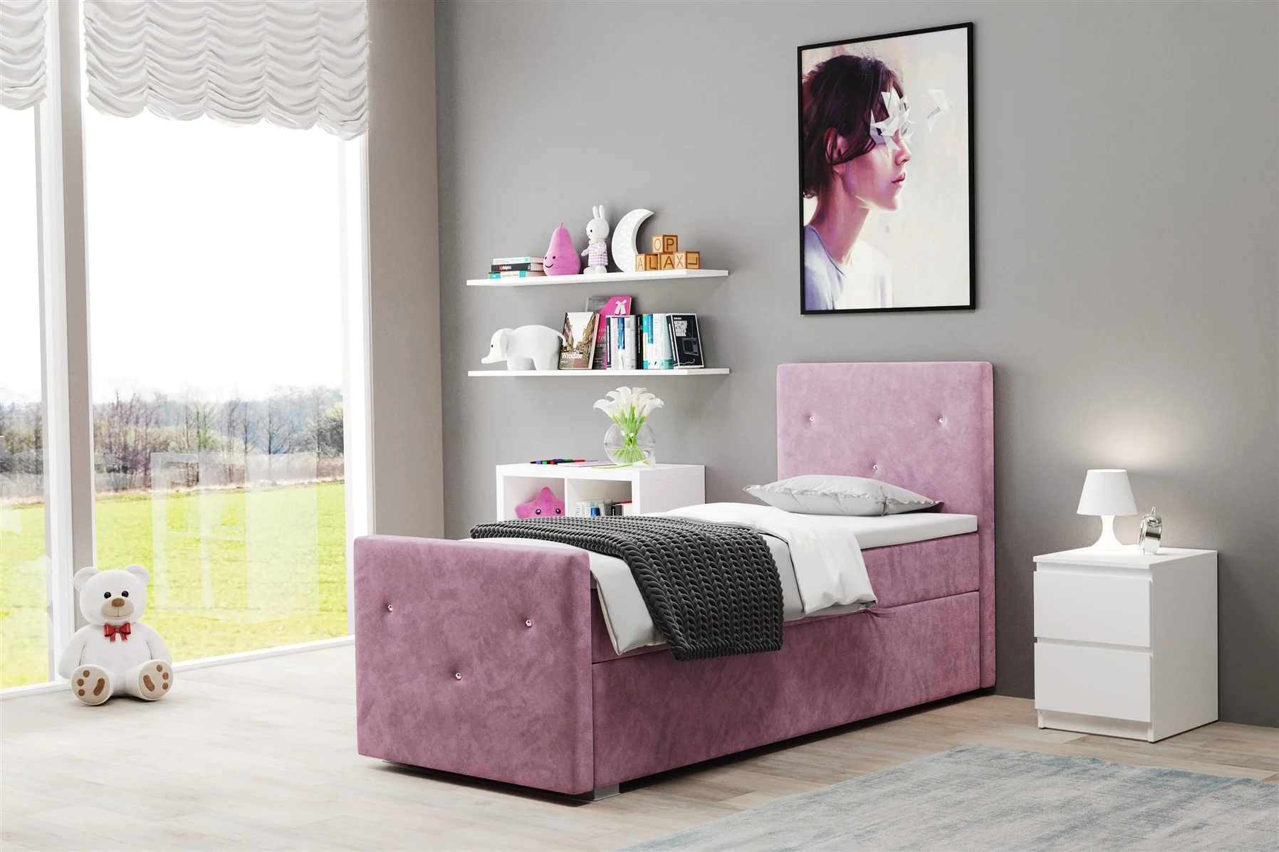 Boxspringbett Schlafzimmerbett MYLA 80x200cm in div. Farbvarianten - Fun Moebel