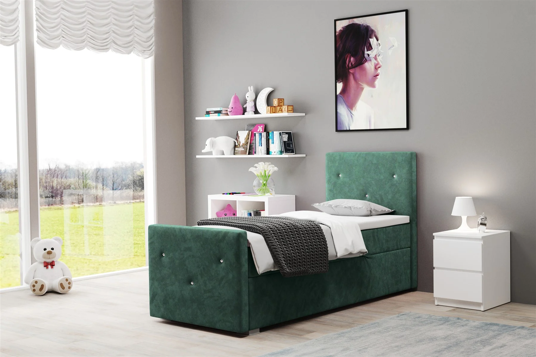 Boxspringbett Schlafzimmerbett MYLA 100x200cm in div. Farbvarianten - Fun Moebel