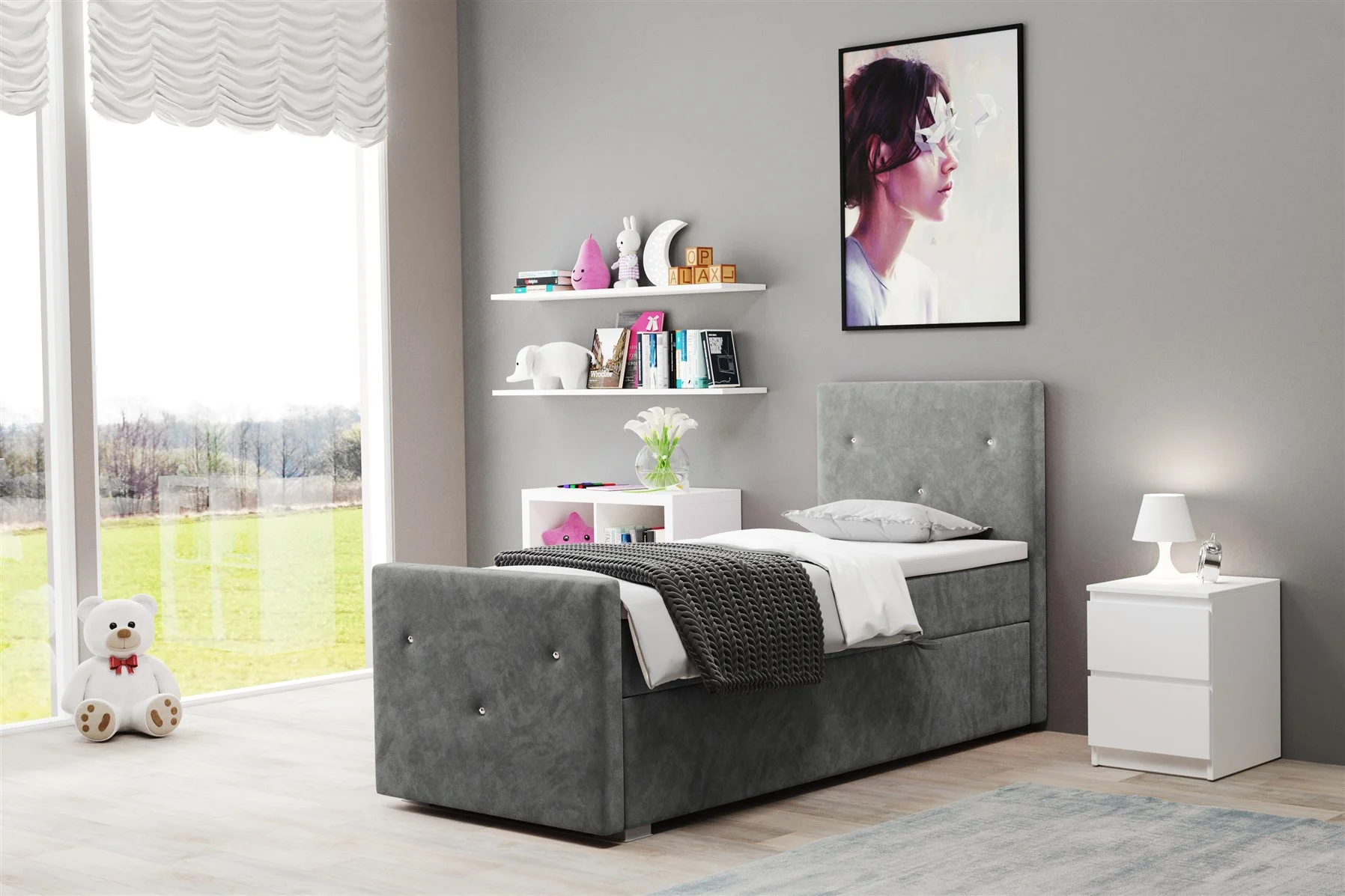 Boxspringbett Schlafzimmerbett MYLA 90x200cm in div. Farbvarianten - Fun Moebel