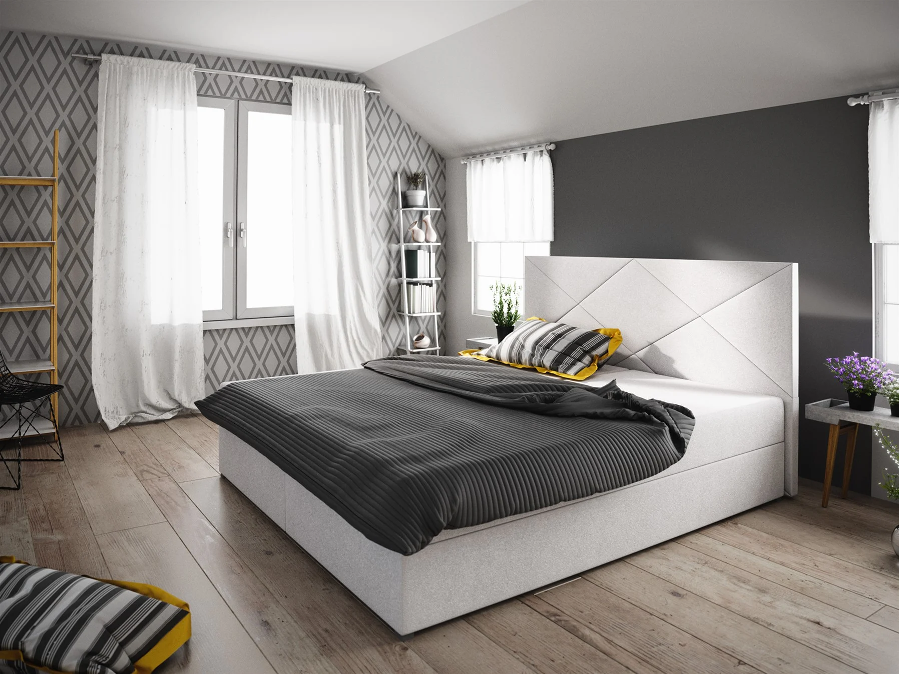 Boxspringbett Schlafzimmerbett NAIA 140x200cm Beige inkl.Bettkasten - Fun Moebel
