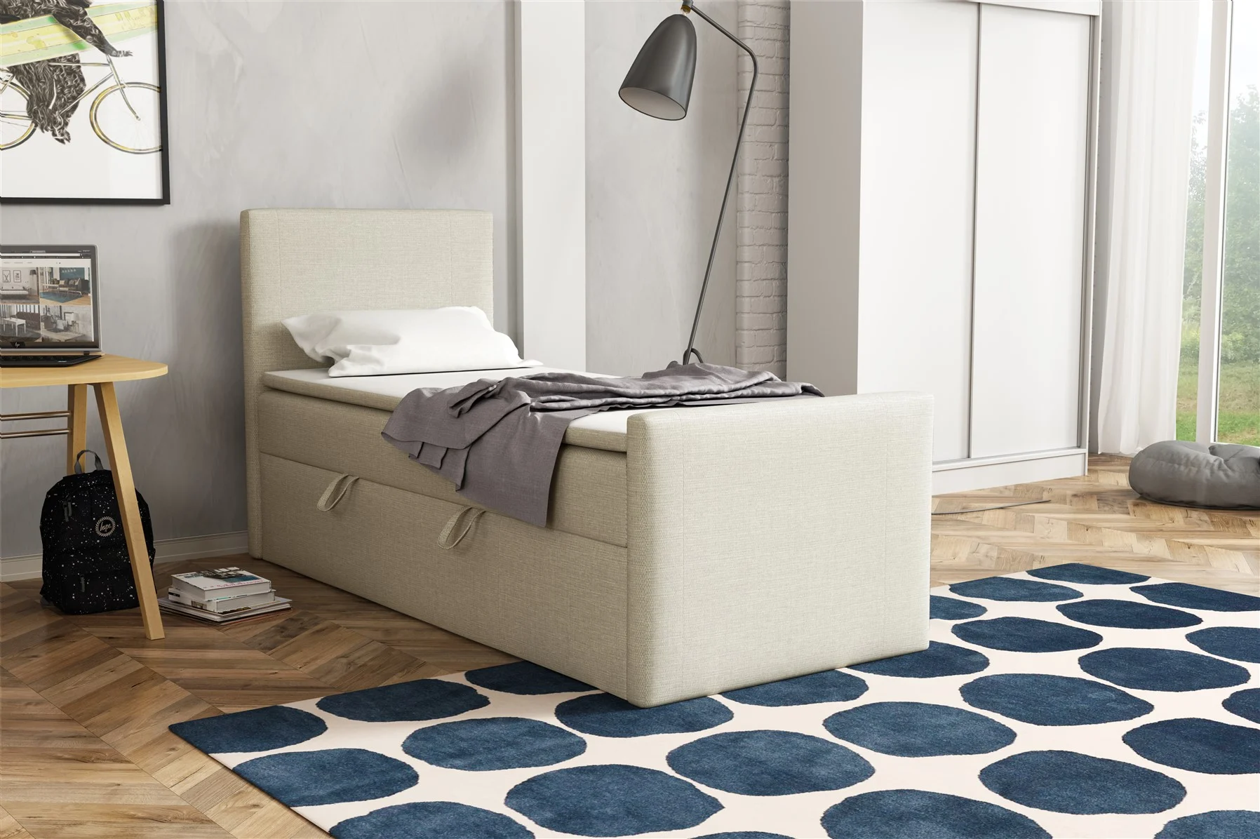 Boxspringbett Schlafzimmerbett NICOLO 80x200cm in div. Farbvarianten - Fun Moebel