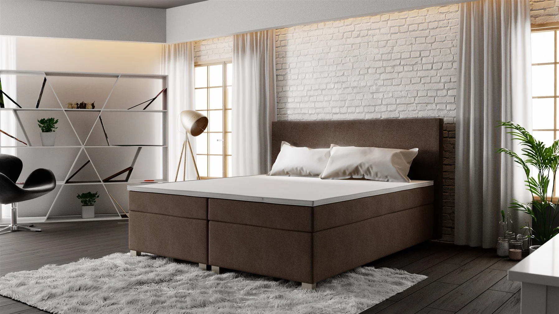 Boxspringbett Schlafzimmerbett OLIVER 140x200cm Braun - Fun Moebel