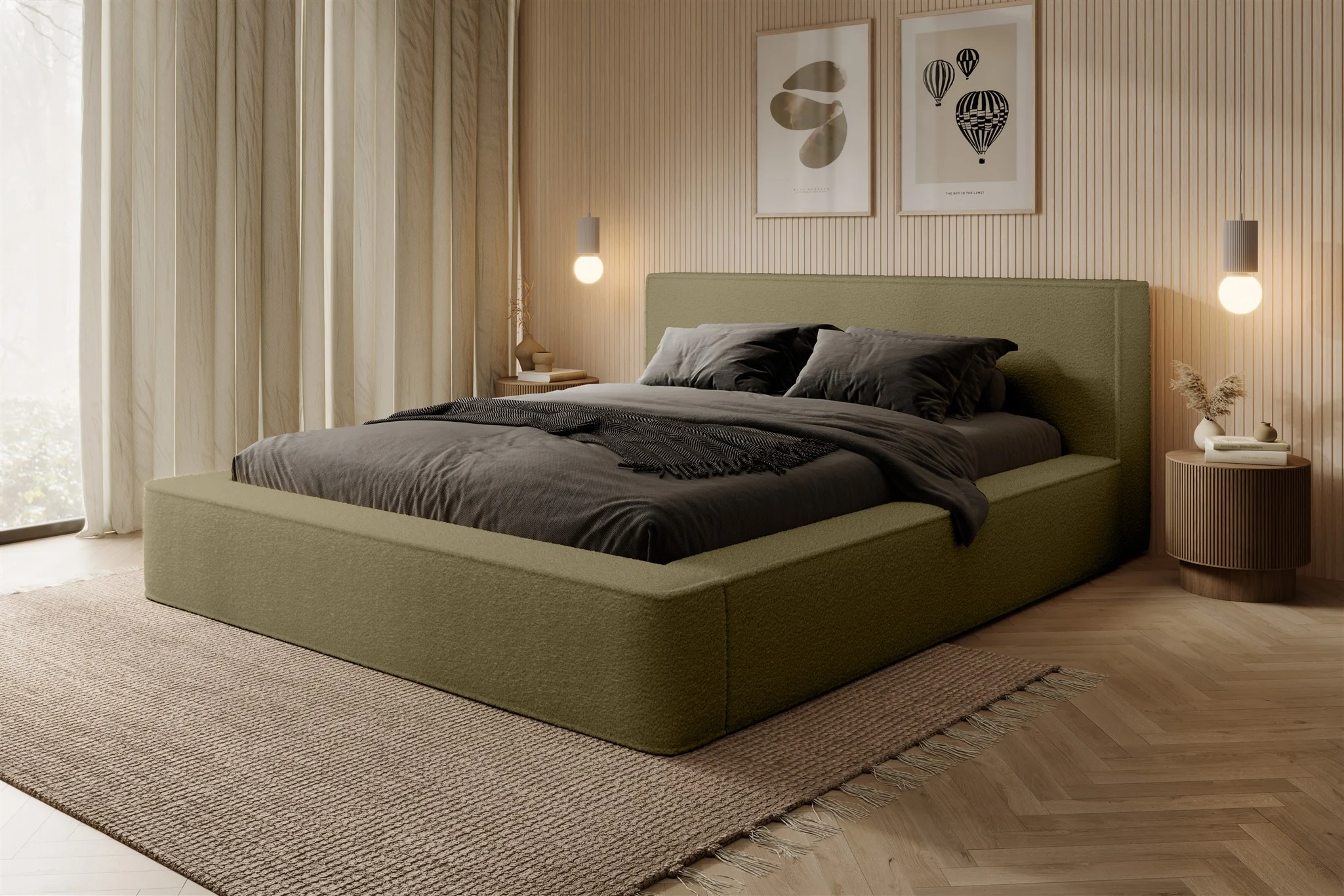 Polsterbett Doppelbett OMAHA 140x200cm in Stoff Euphoria Forest - Fun Möbel