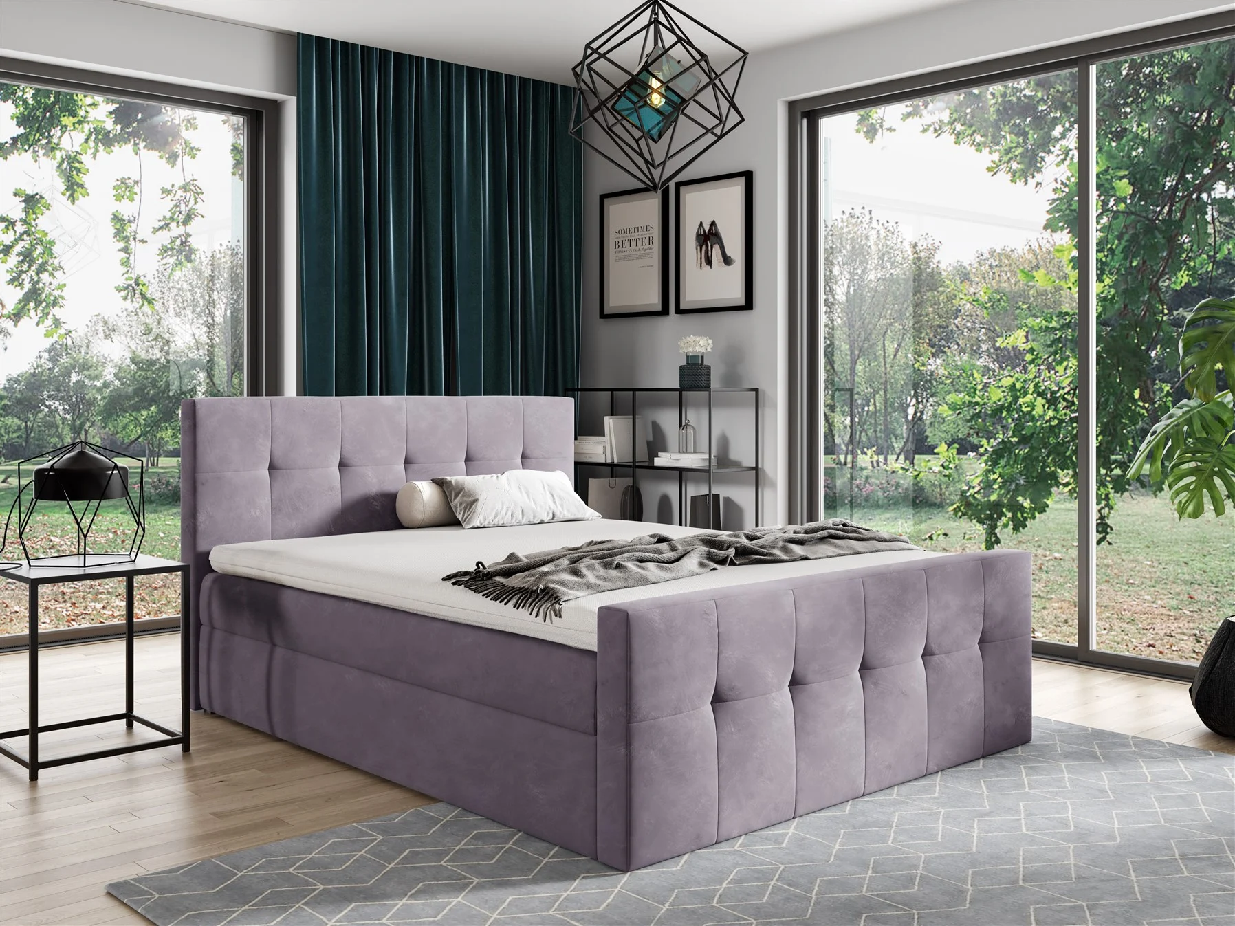Boxspringbett Schlafzimmerbett OWEN 120x200cm Stoff Altrosa - Fun Moebel