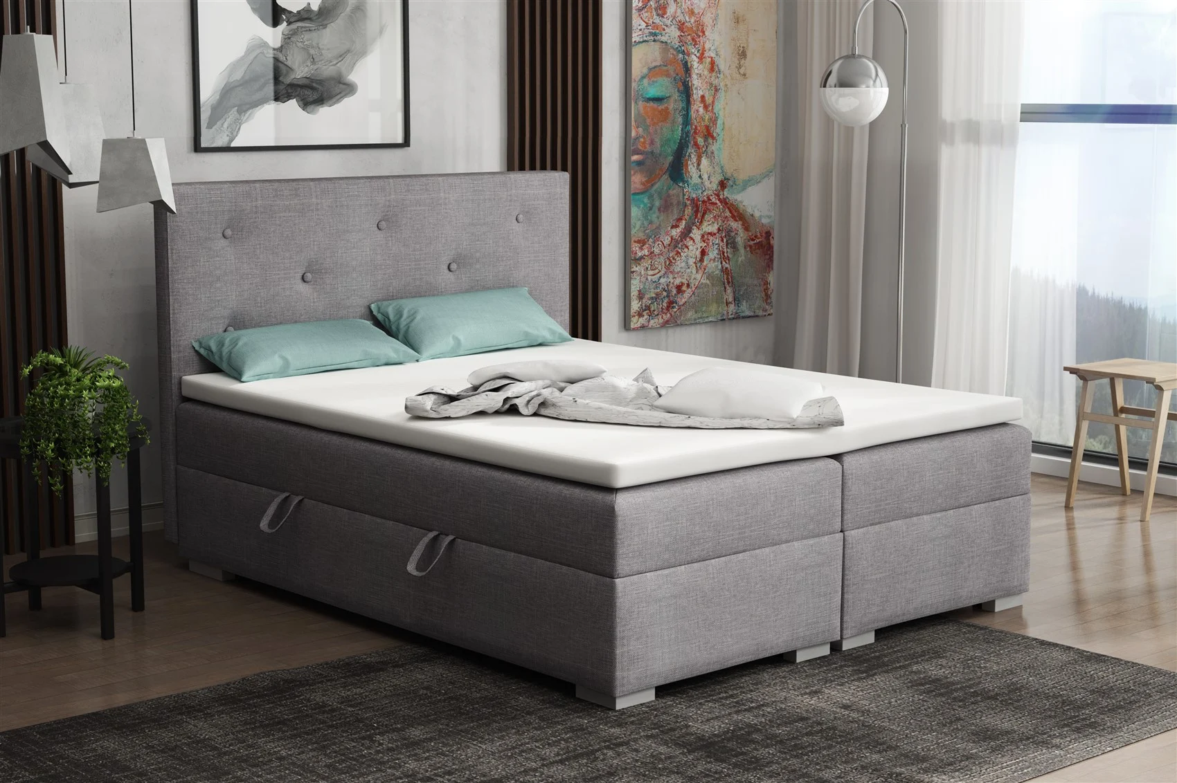 Boxspringbett Schlafzimmerbett PADUA 160x200cm inkl.Bettkasten - Fun Moebel