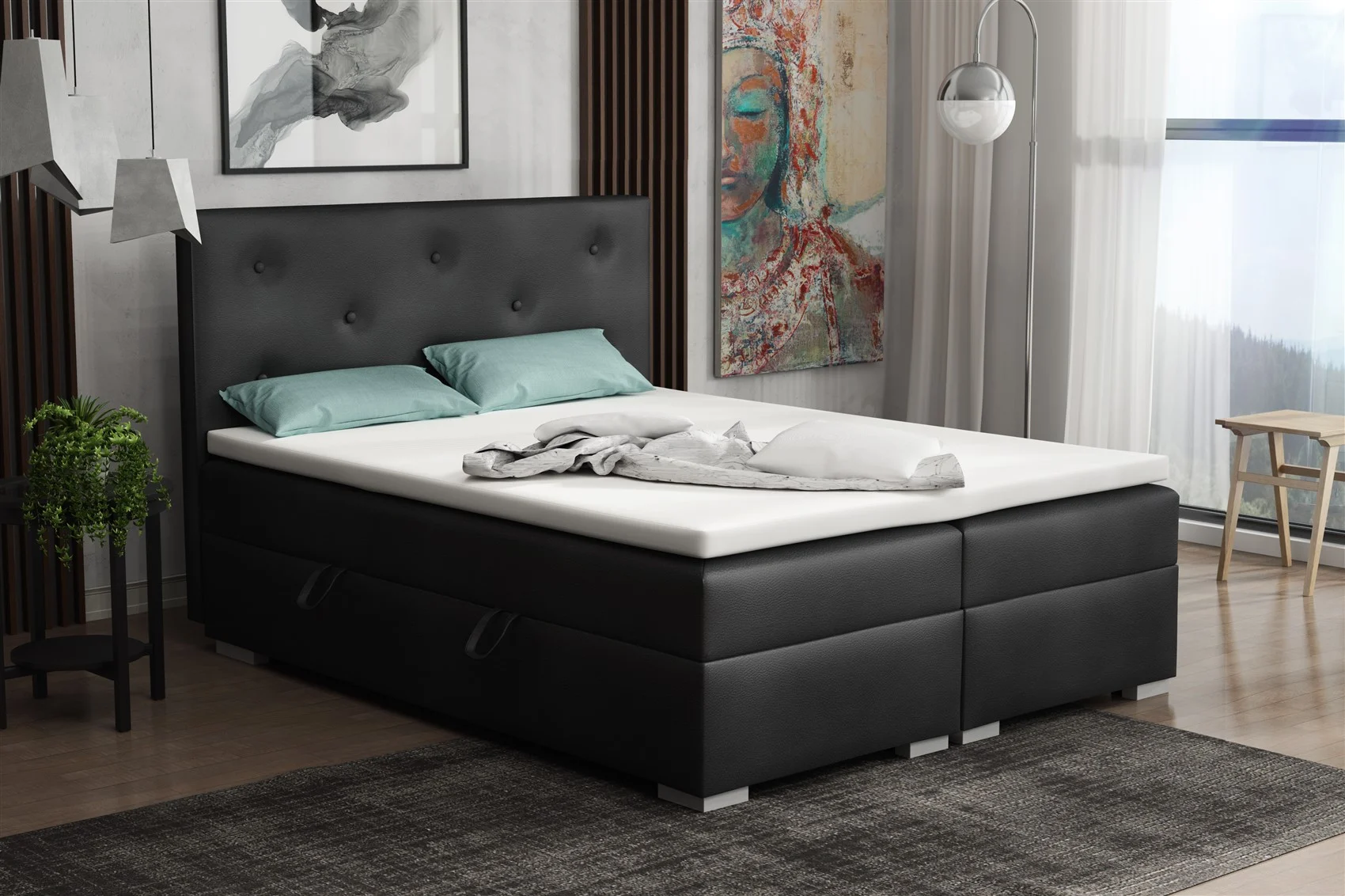 Boxspringbett Schlafzimmerbett PADUA 140x200cm inkl.Bettkasten - Fun Moebel