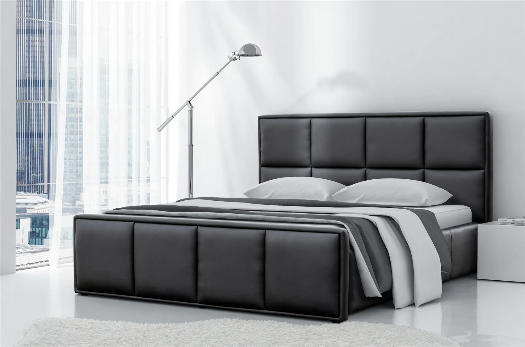 Polsterbett Doppelbett PEPE Komplettset Kunstleder Schwarz 160x200cm - Fun Möbel