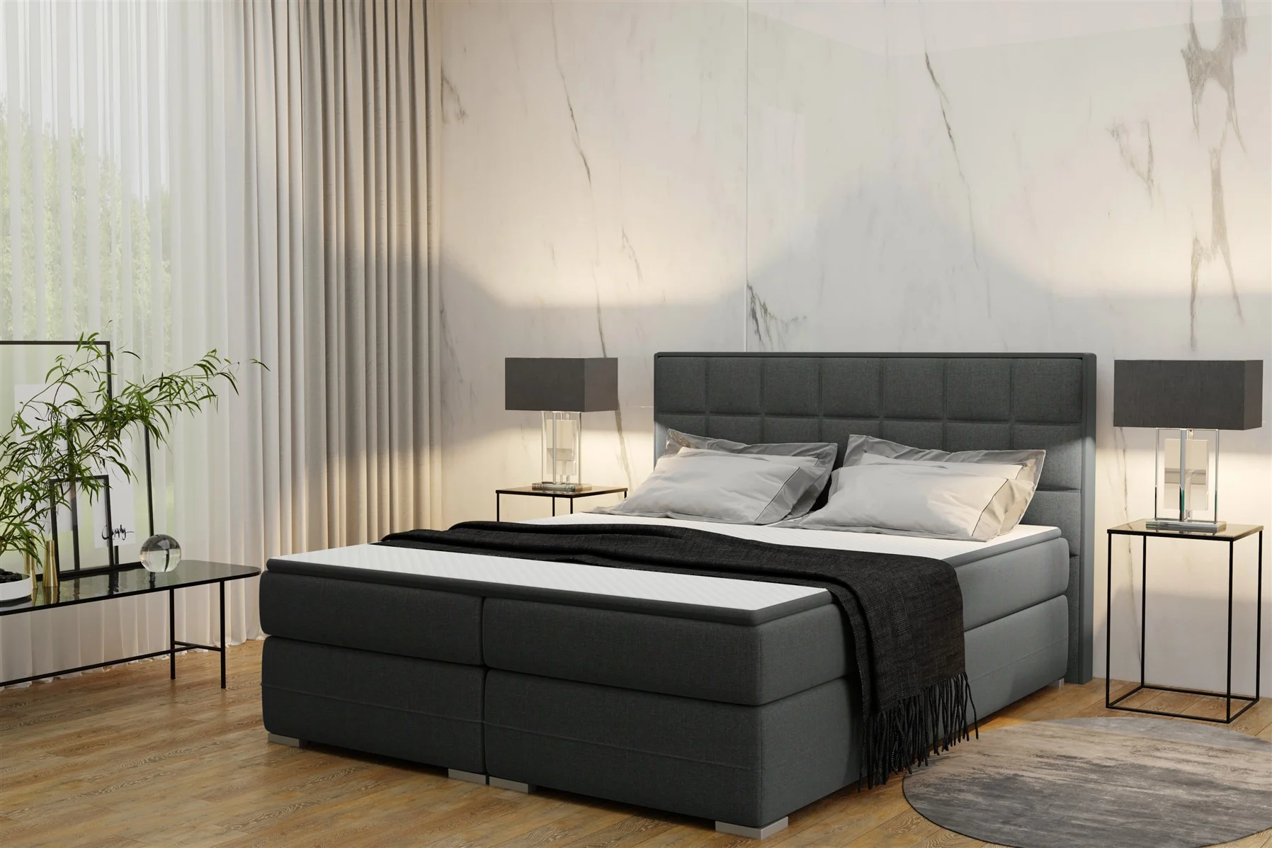 Boxspringbett Schlafzimmerbett PRATO 100x200cm in div. Farbvarianten - Fun Moebel