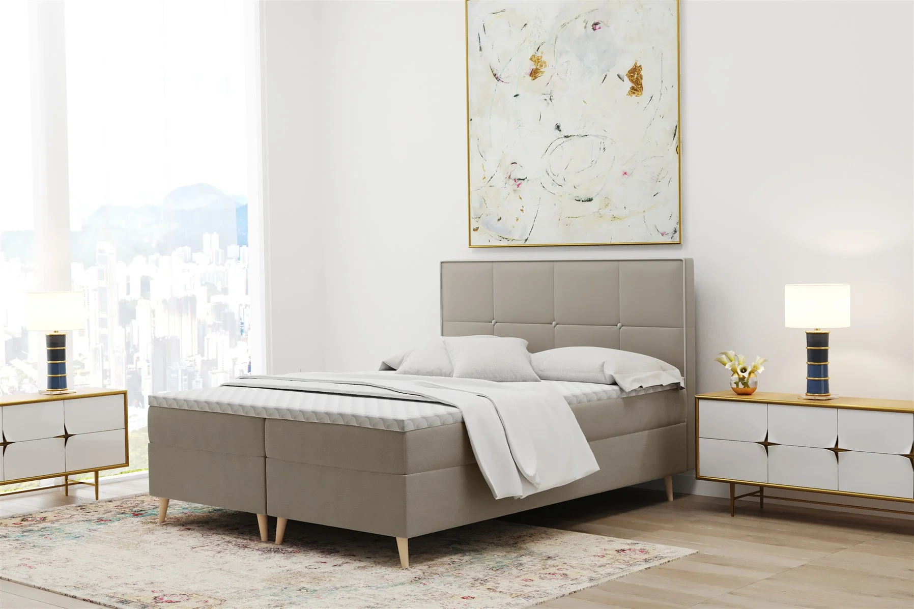 Boxspringbett Schlafzimmerbett RENAN 120x200cm in div. Farbvarianten - Fun Moebel