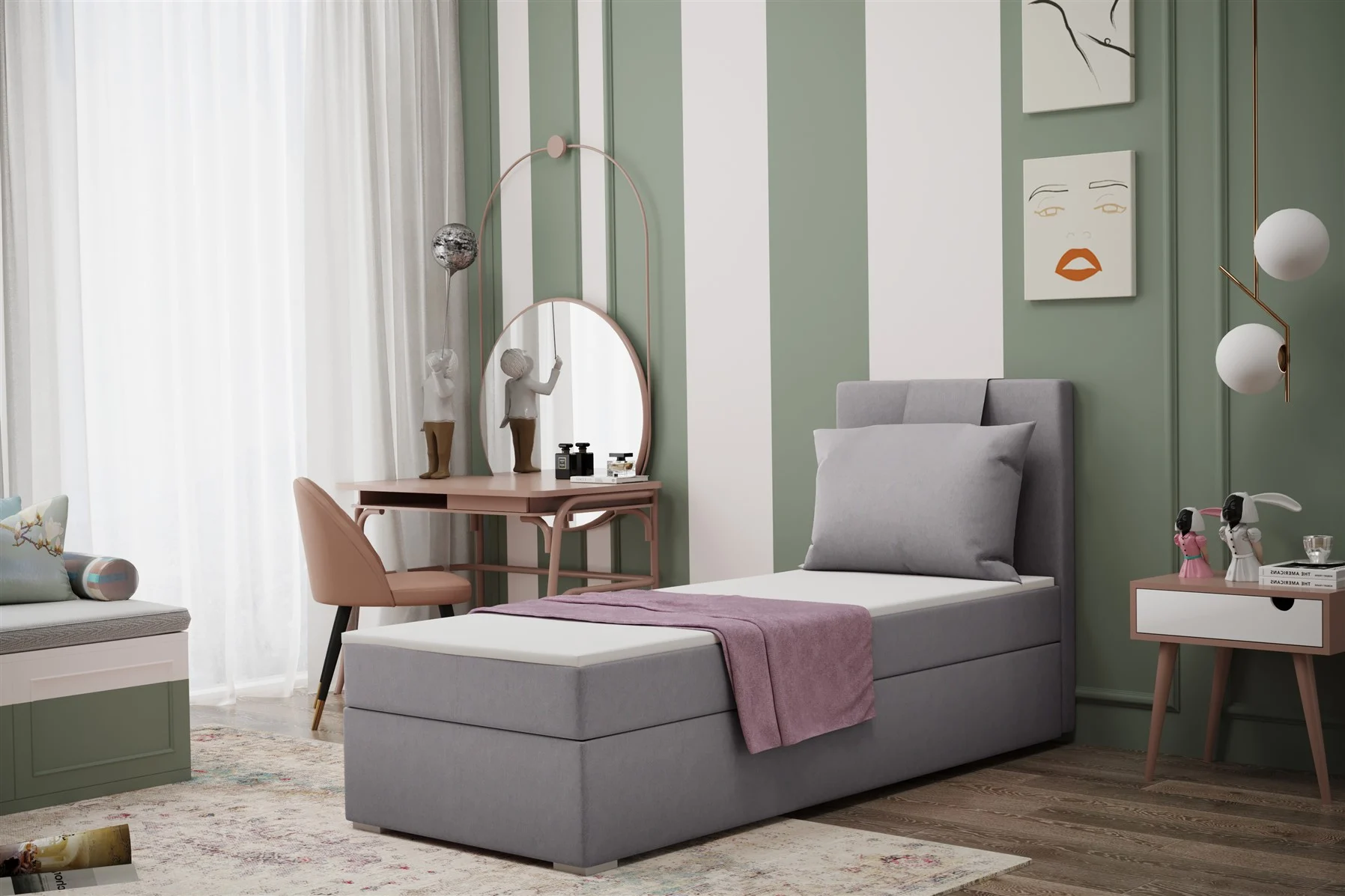 Boxspringbett Schlafzimmerbett SALMA 80x200cm in div. Farbvarianten - Fun Moebel