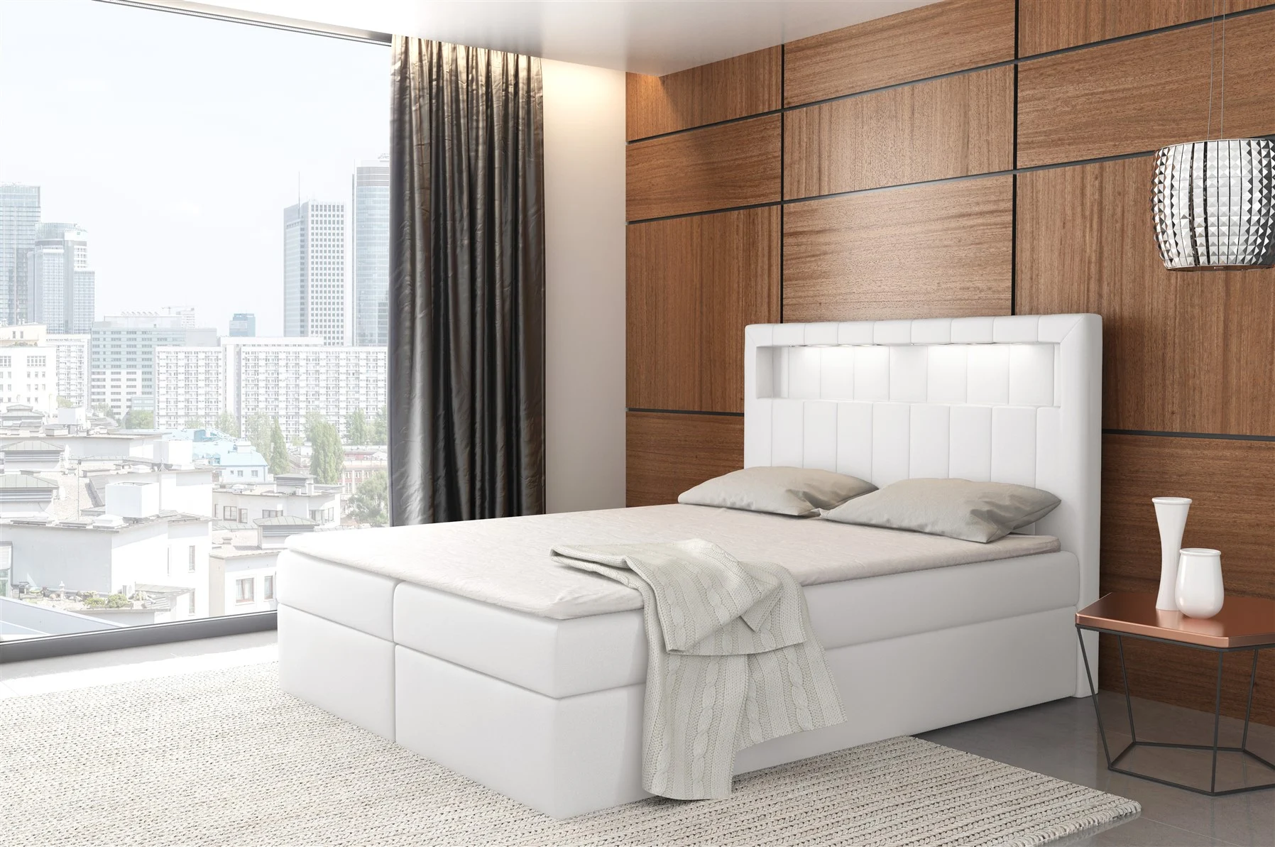 Boxspringbett Schlafzimmerbett STORM 120x200cm inkl.LED - Fun Moebel