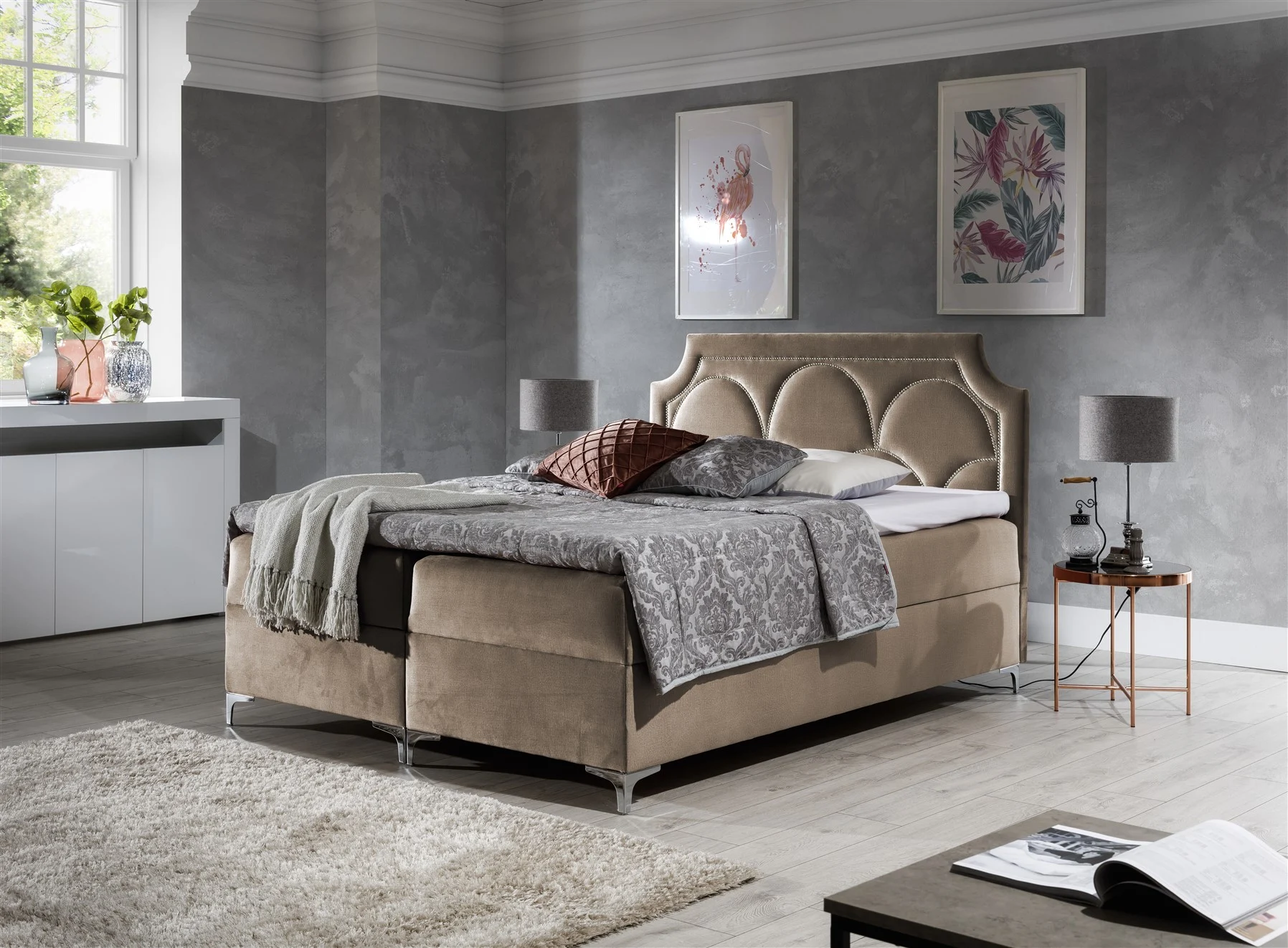 Boxspringbett Schlafzimmerbett TARIK 120x200cm in div. Farbvarianten - Fun Moebel