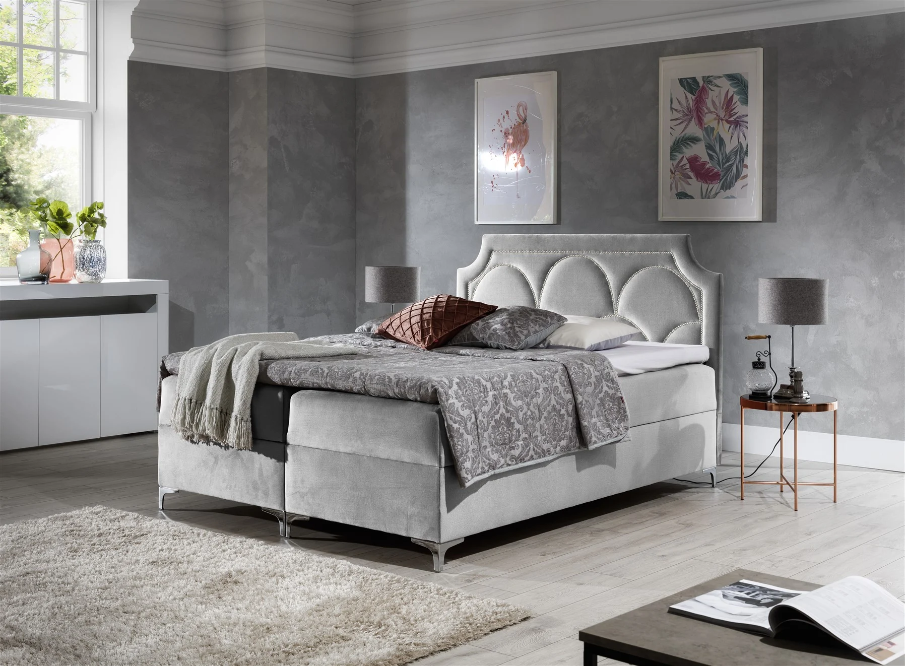 Boxspringbett Schlafzimmerbett TARIK 140x200cm in div. Farbvarianten - Fun Moebel