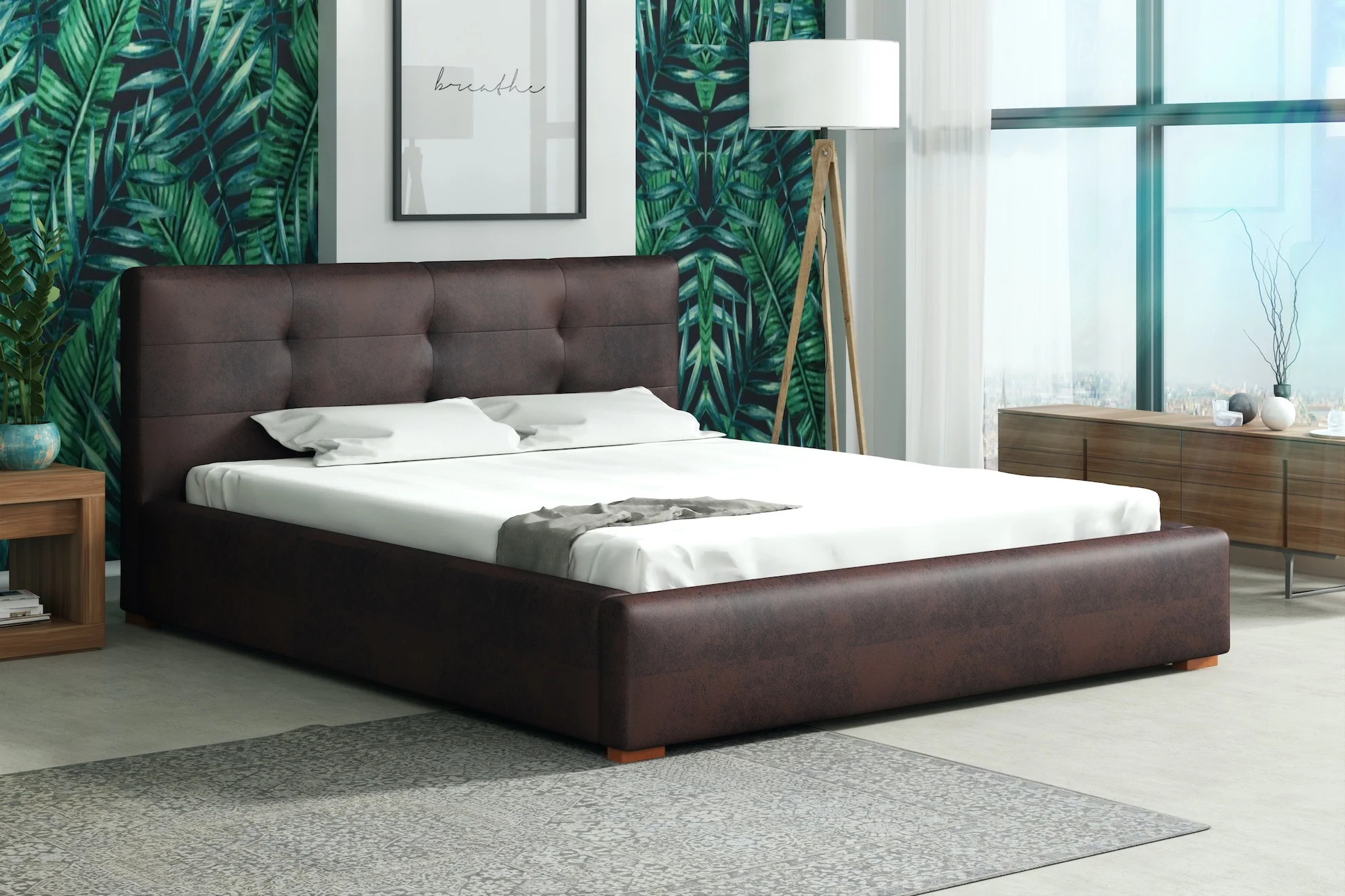 Polsterbett Doppelbett TERAMO (Set 1) Vintage Dunkelbraun 180x200cm - Fun Moebel