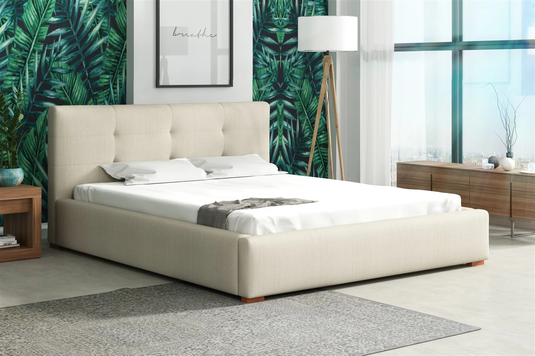 Polsterbett Bett Doppelbett TERAMO Kunstleder oder Stoff 140x200cm - Fun Moebel
