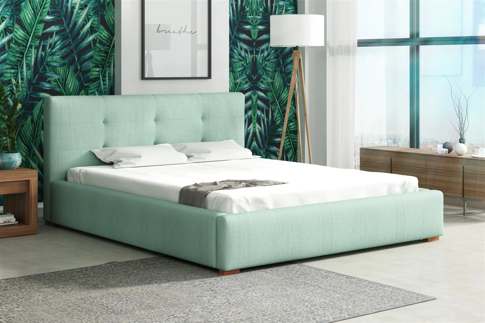 Polsterbett Bett Doppelbett TERAMO Kunstleder oder Stoff 120x200cm - Fun Moebel