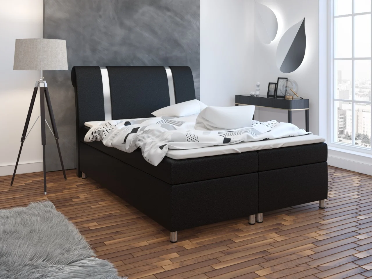 Boxspringbett Schlafzimmerbett TIAN 140x200cm inkl.Bettkasten - Fun Moebel