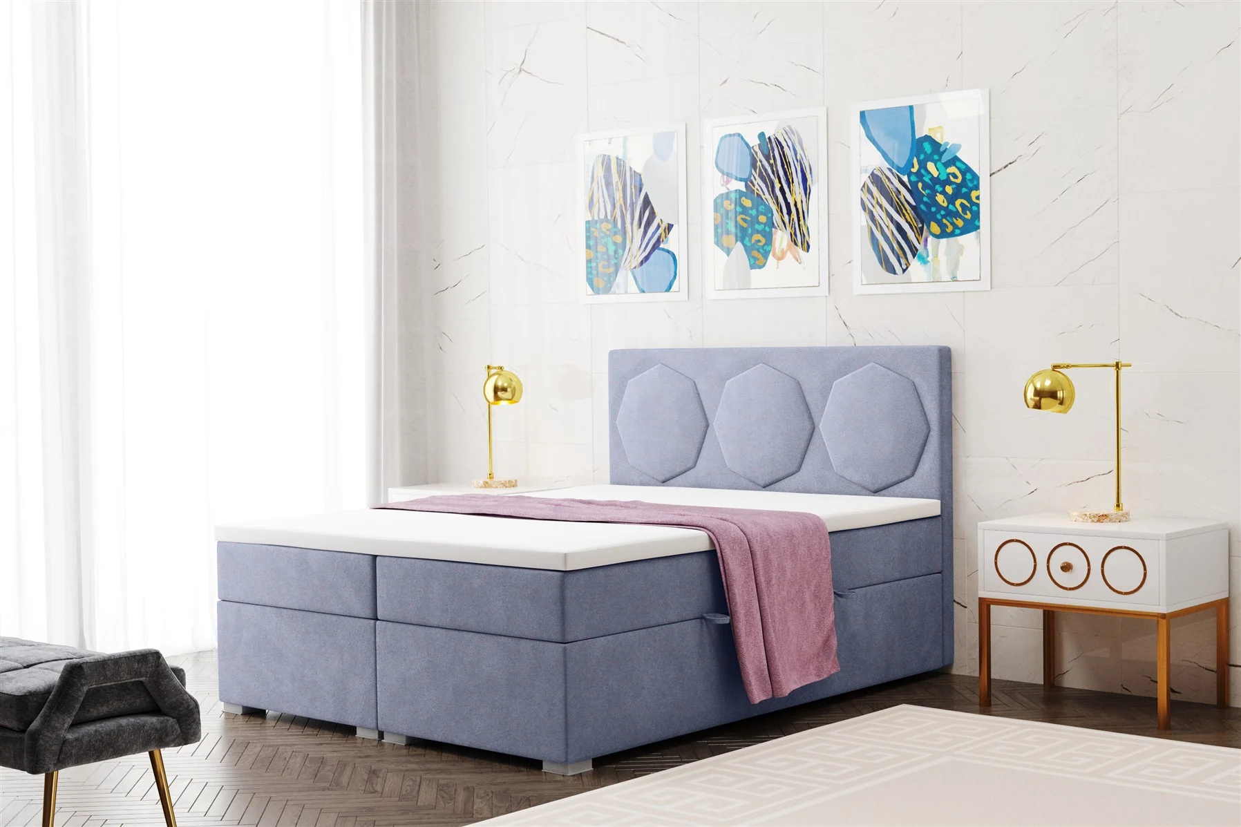 Boxspringbett Schlafzimmerbett TRAVIS 200x200cm in div. Farbvarianten - Fun Moebel