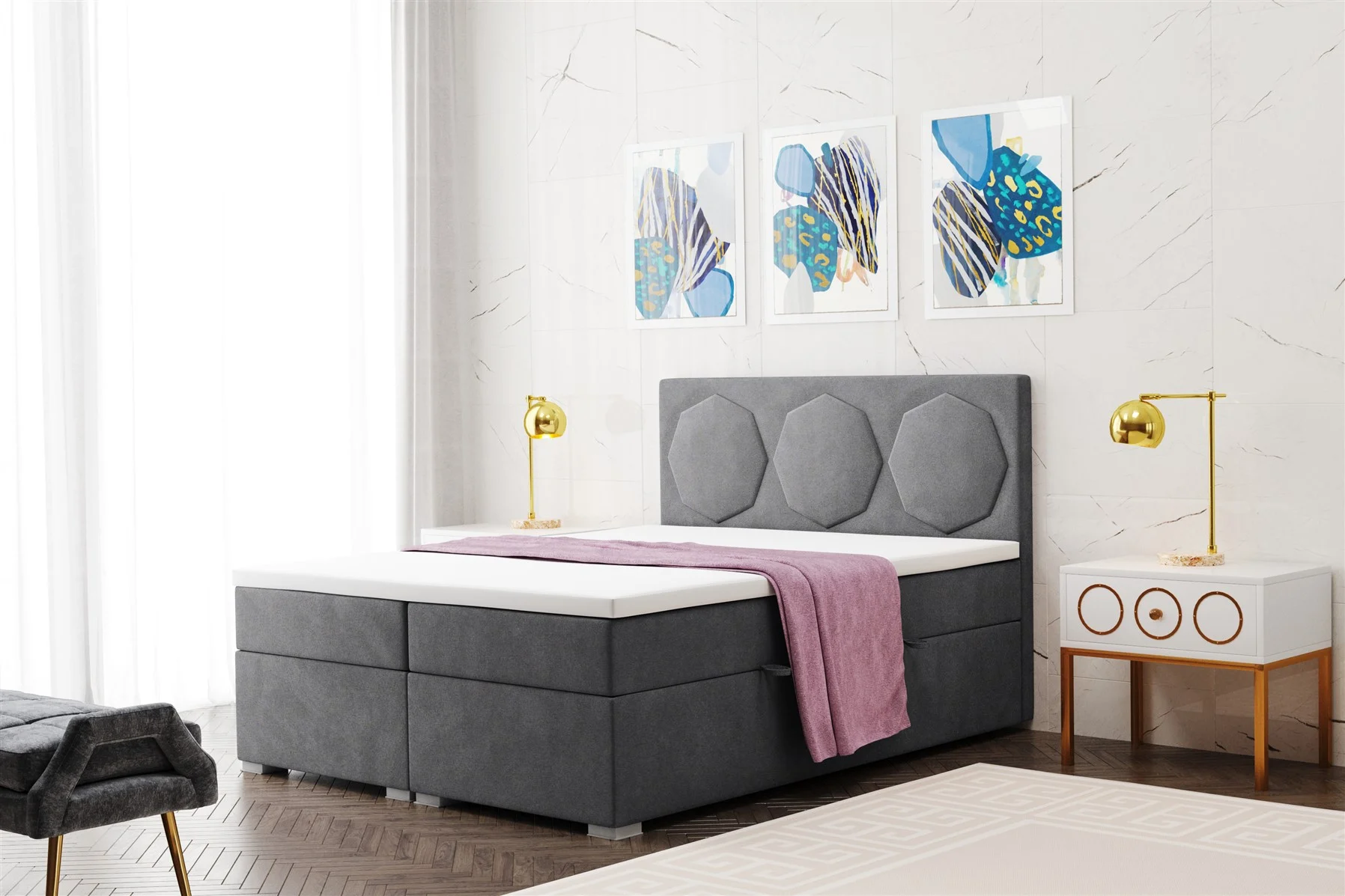 Boxspringbett Schlafzimmerbett TRAVIS 120x200cm in div. Farbvarianten - Fun Moebel
