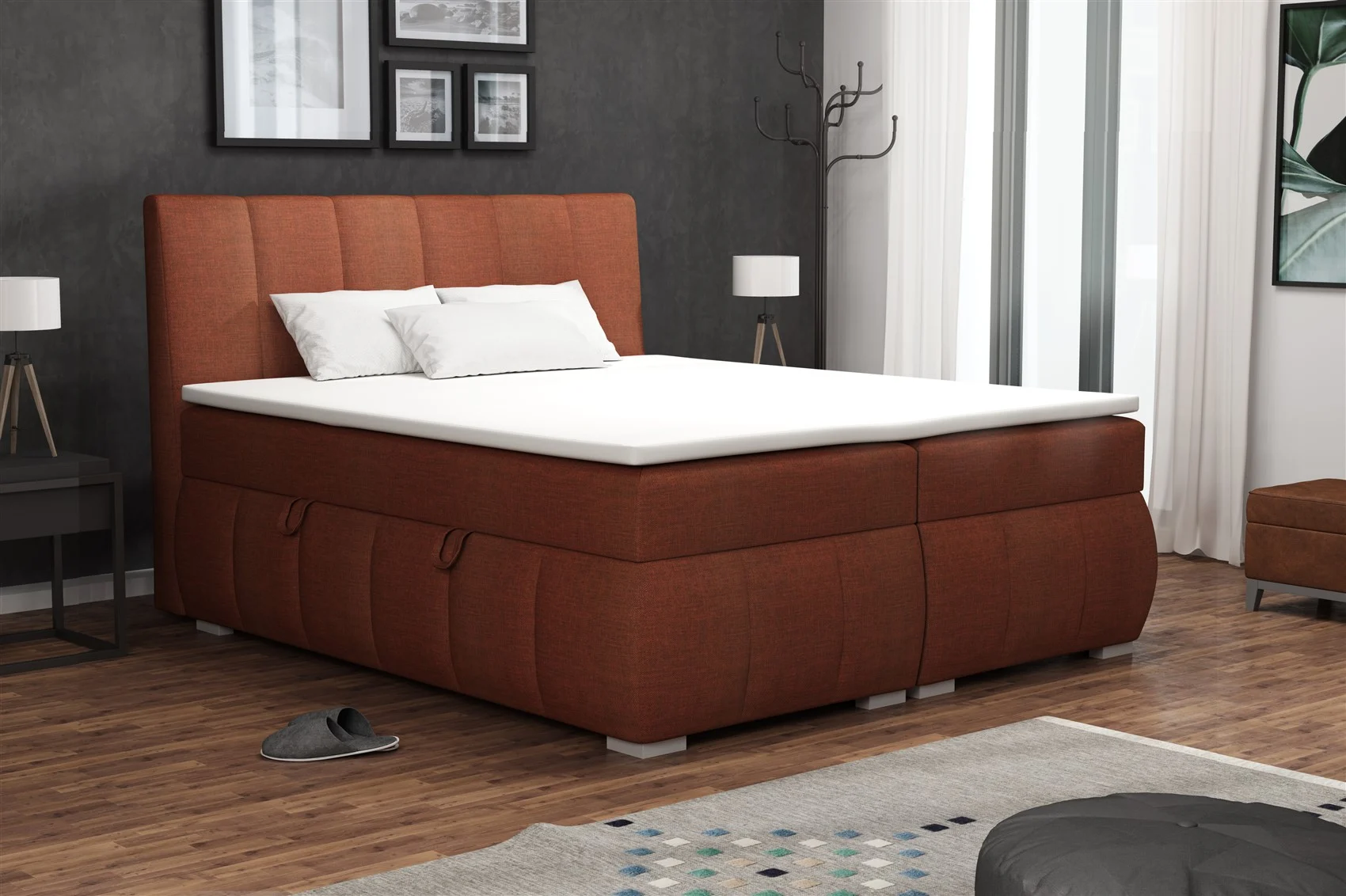 Boxspringbett Schlafzimmerbett VINCENZA 140x200cm inkl. Bettkasten - Fun Moebel