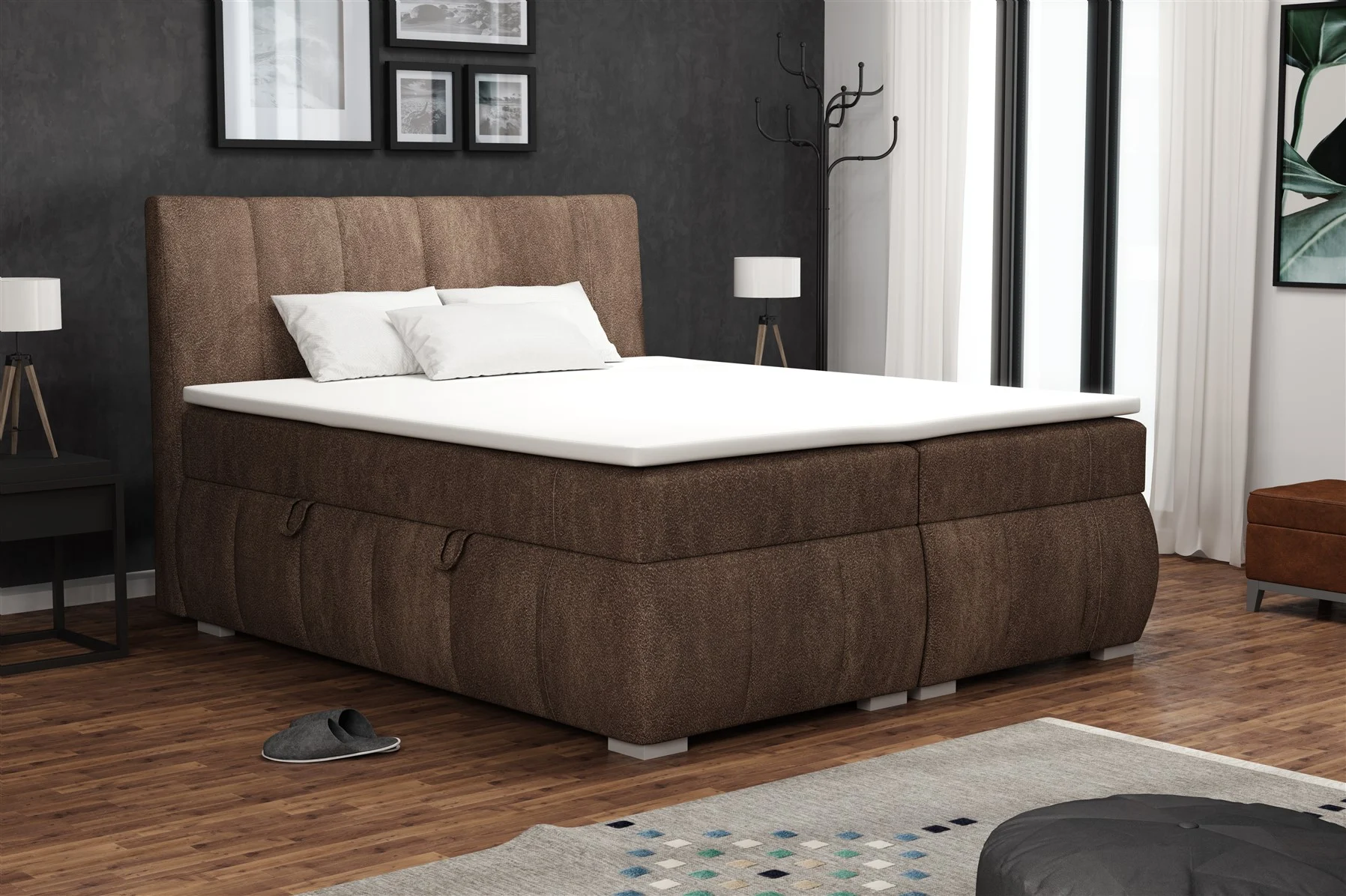 Boxspringbett Schlafzimmerbett VINCENZA 100x200cm in Stoff Preston - Fun Möbel