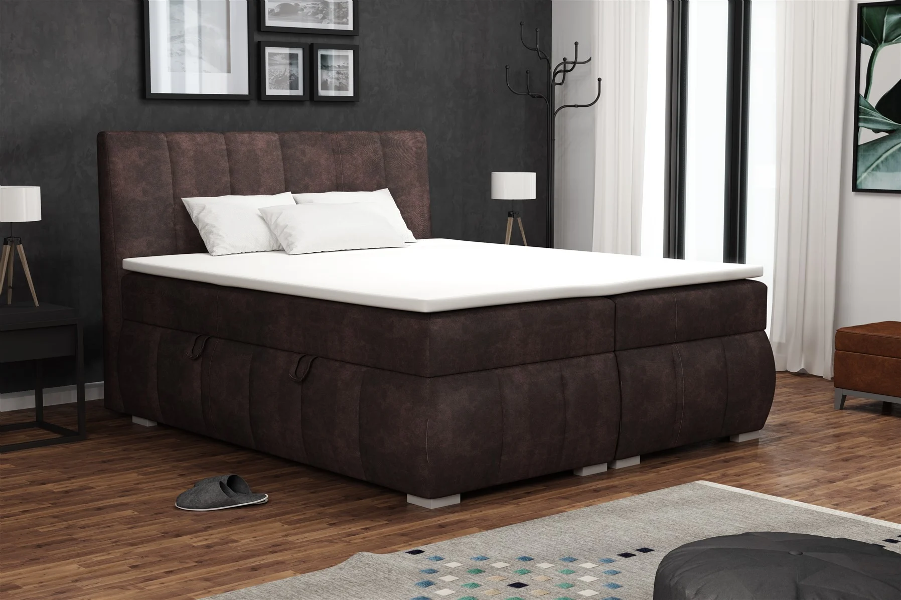 Boxspringbett Schlafzimmerbett VINCENZA 180x200cm in Stoff Preston - Fun Möbel