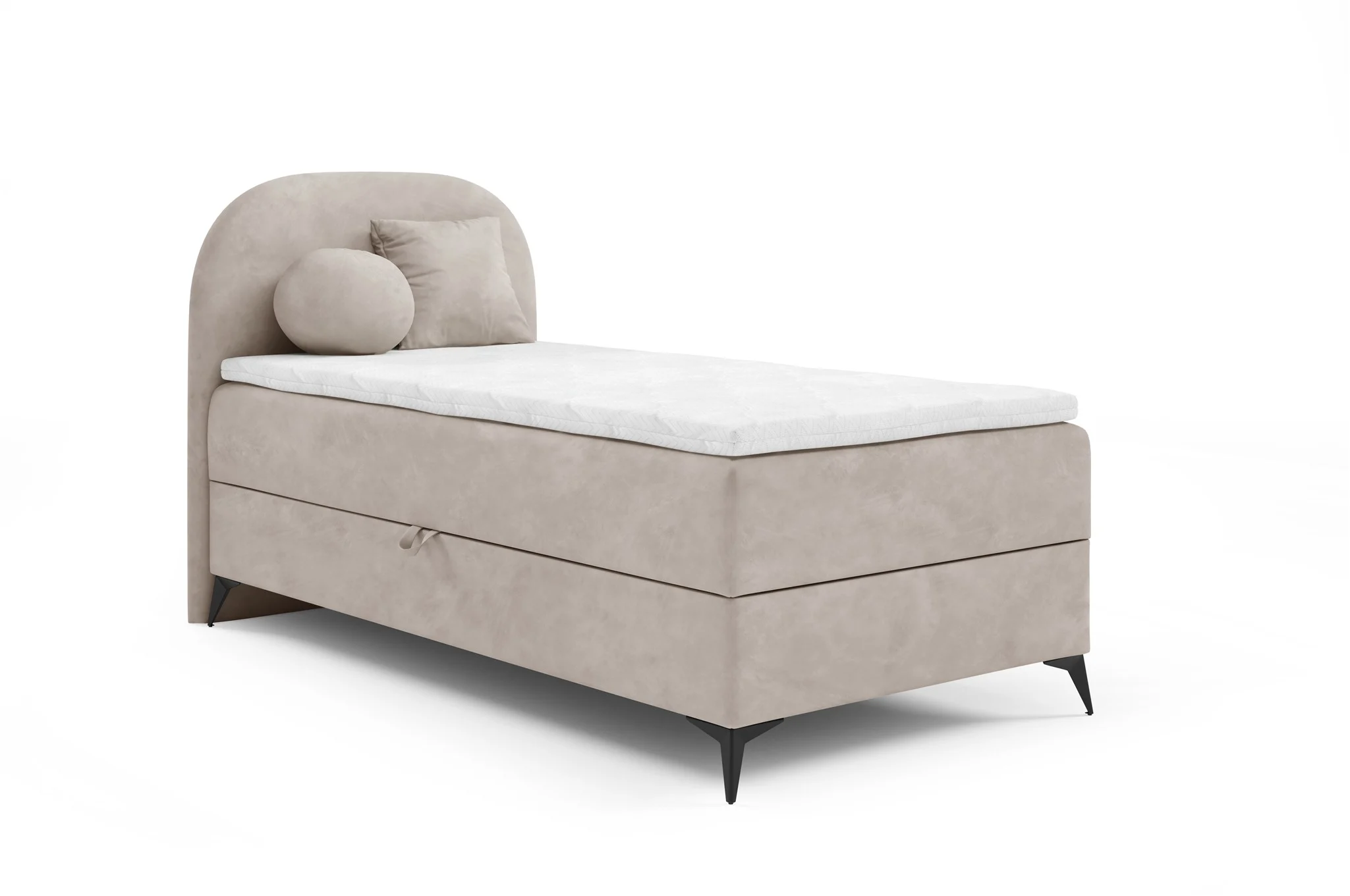 Boxspringbett Gästebett GORGIA 70x200cm Stoff Jasmin Hellbeige - Fun Möbel