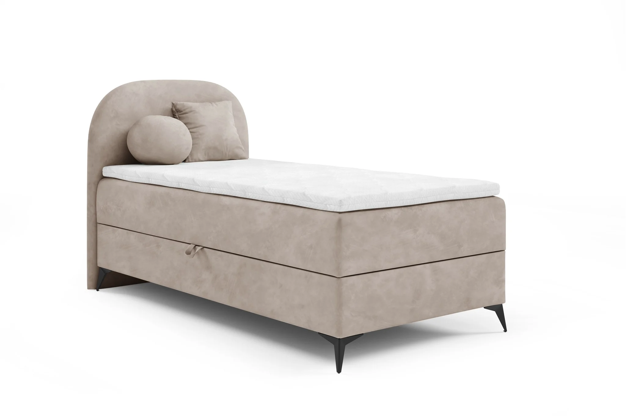 Boxspringbett Gästebett GORGIA 70x200cm Stoff Jasmin Beige - Fun Möbel