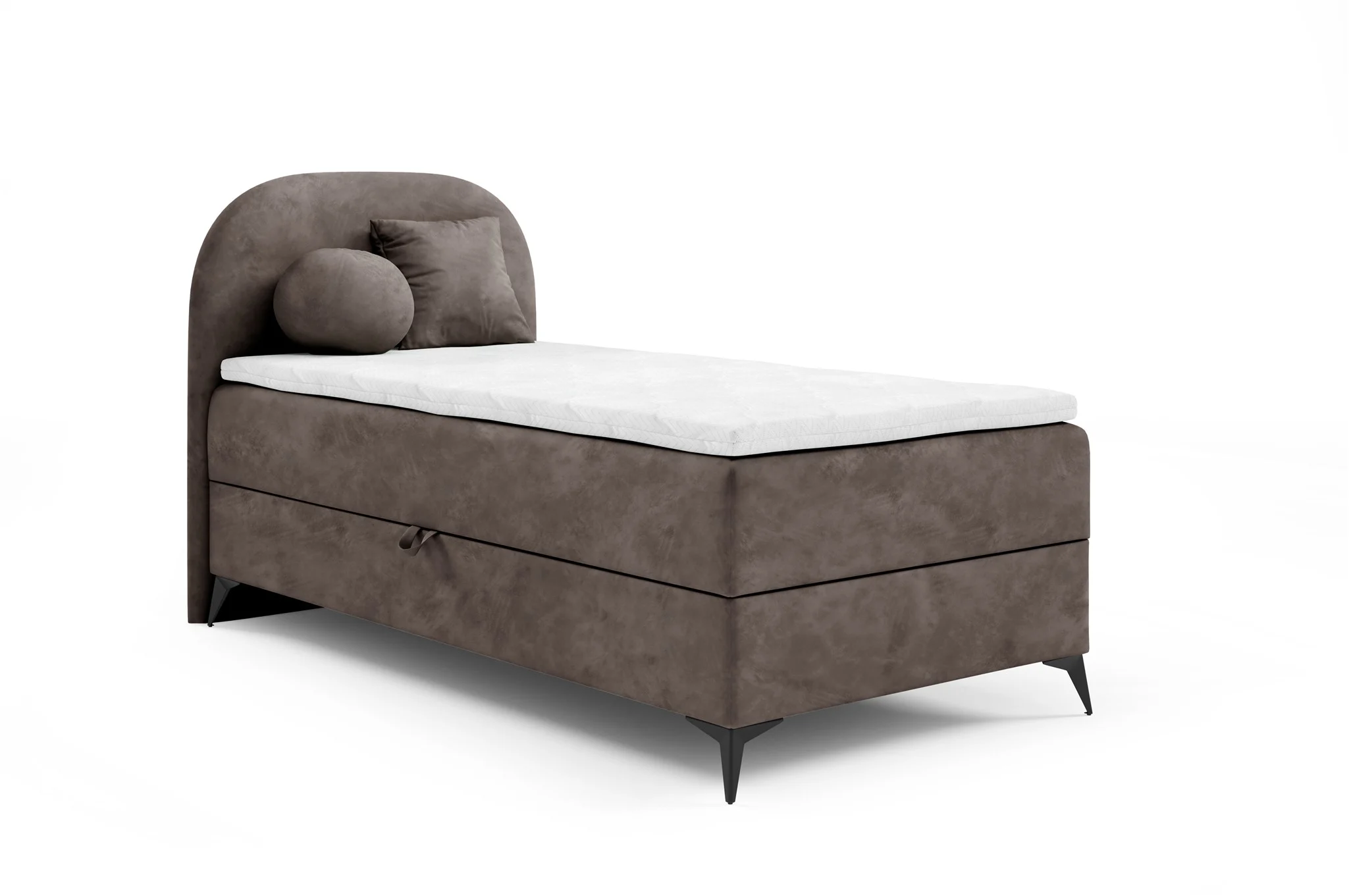Boxspringbett Gästebett GORGIA 80x200cm Stoff Jasmin Dunkelbraun - Fun Möbel