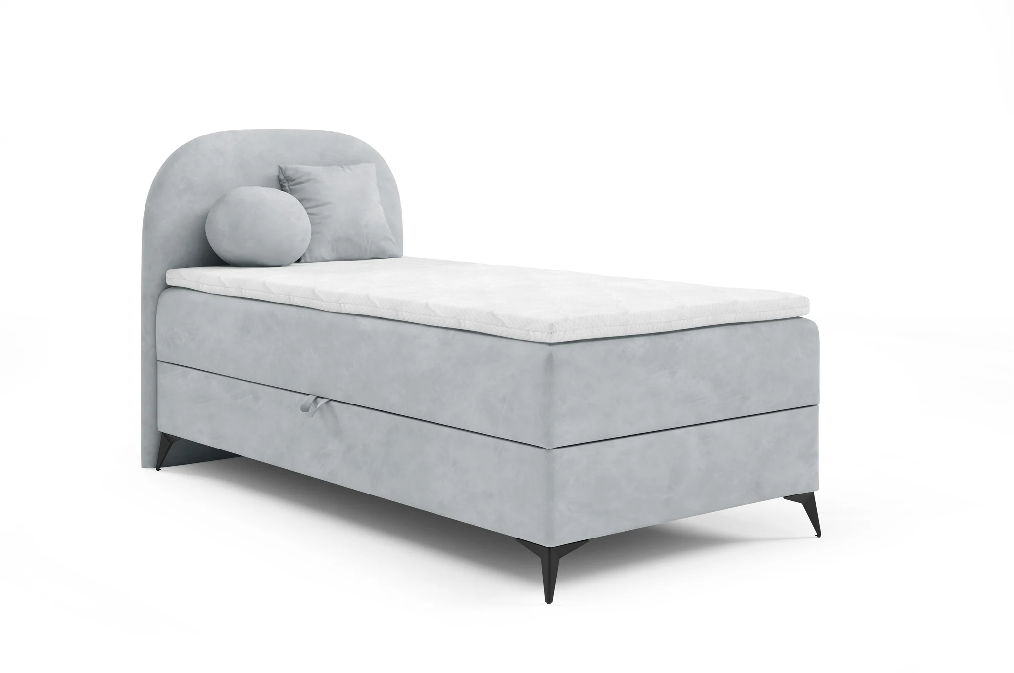Boxspringbett Gästebett GORGIA 90x200cm Stoff Jasmin Hellgrau - Fun Möbel