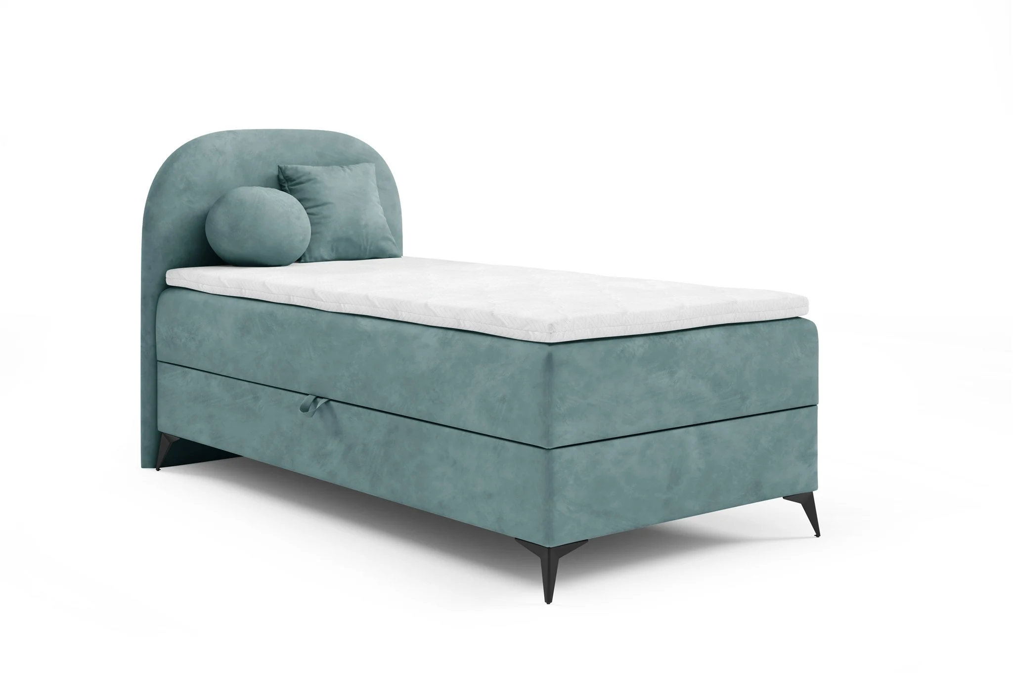 Boxspringbett Gästebett GORGIA 70x200cm Stoff Jasmin Türkis - Fun Möbel