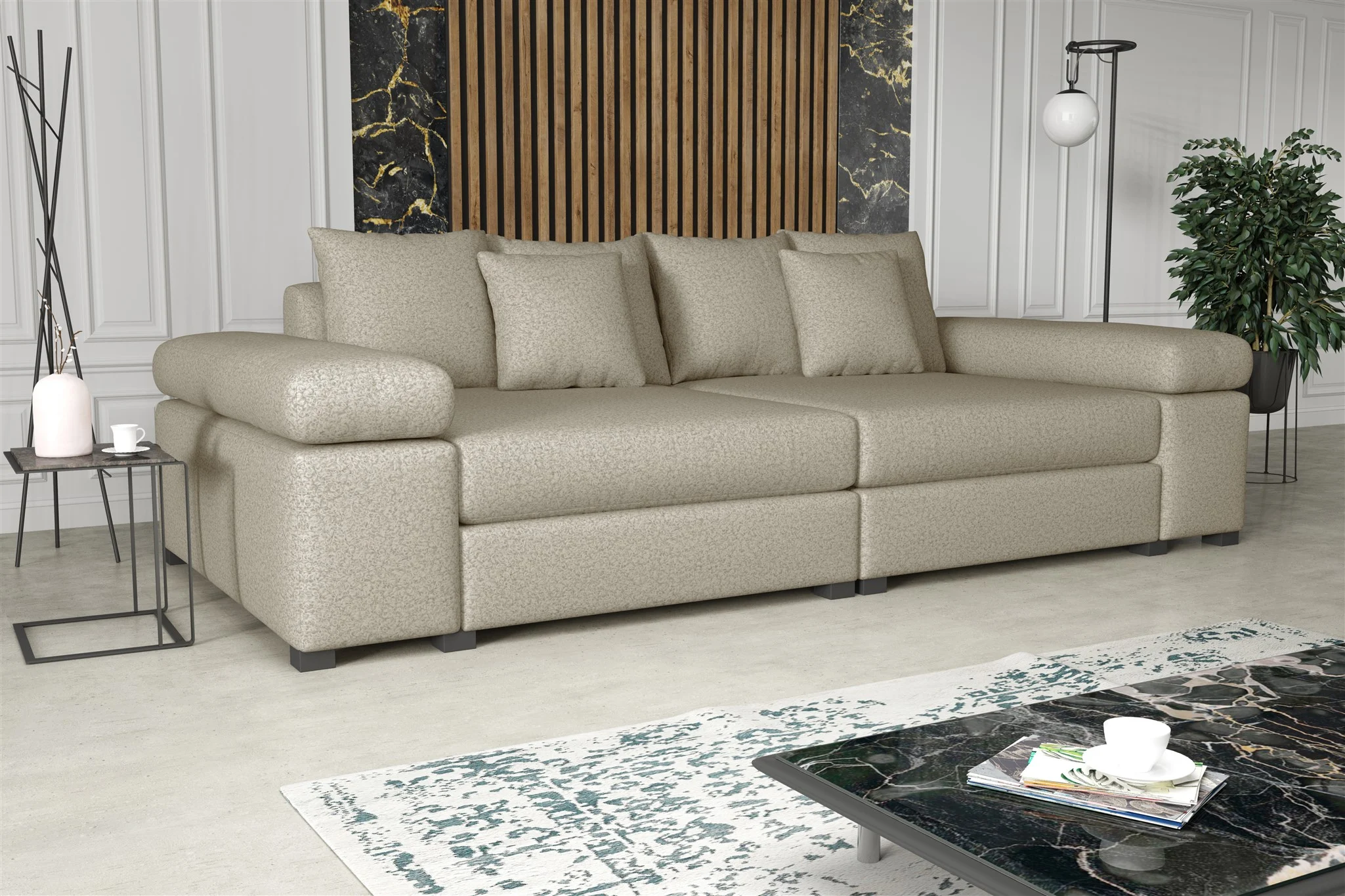 Big Sofa Couchgarnitur Megasofa Riesensofa AREZZO Stoff Now or Never Beige - Fun Moebel