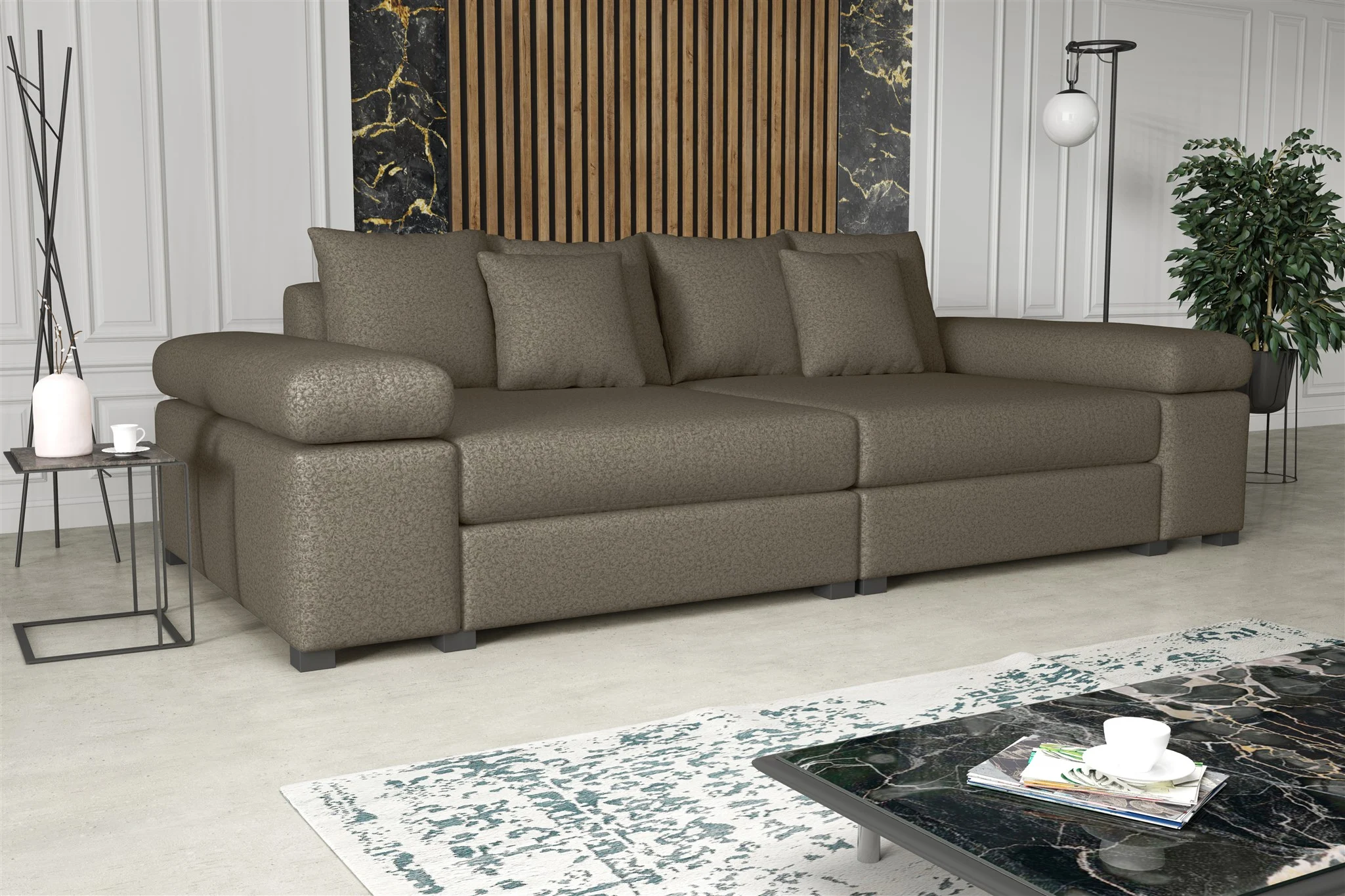 Big Sofa Couchgarnitur Megasofa Riesensofa AREZZO Stoff Now or Never Milchkaffee - Fun Moebel