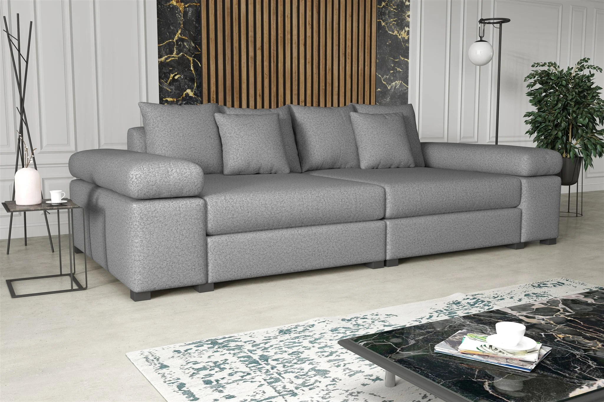 Big Sofa Couchgarnitur Megasofa Riesensofa AREZZO Stoff Now or Never Hellgrau - Fun Moebel