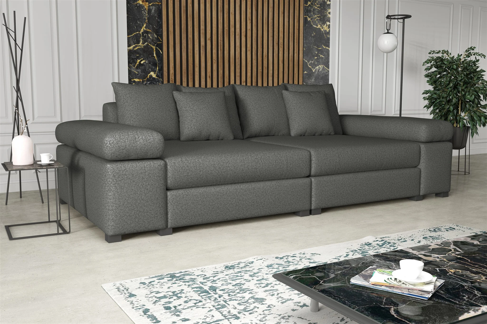 Big Sofa Couchgarnitur Megasofa Riesensofa AREZZO Stoff Now or Never Dunkelgrau - Fun Moebel
