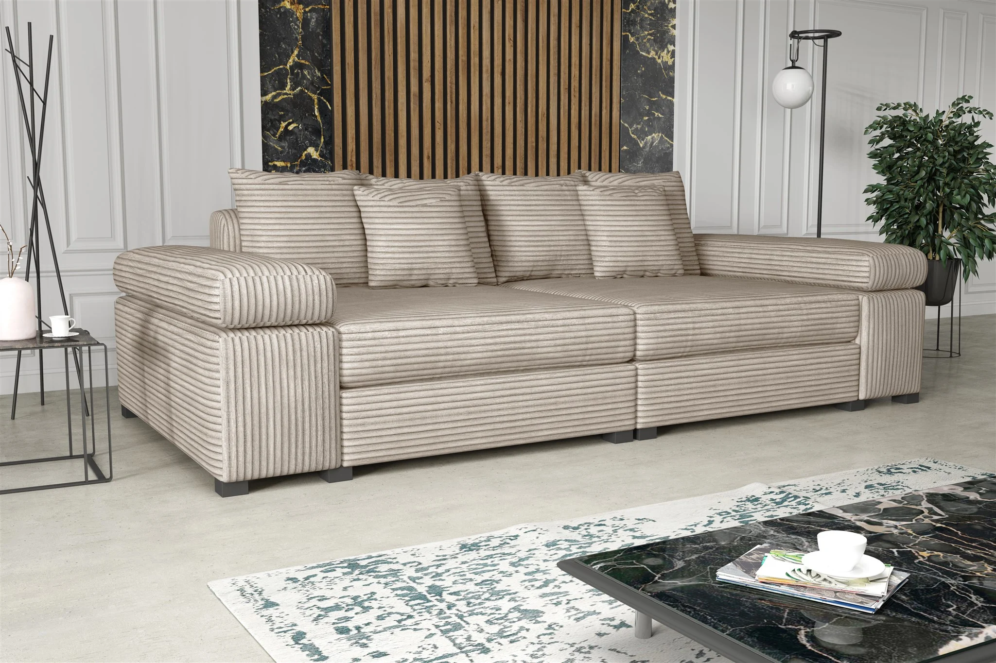 Big Sofa Couchgarnitur Megasofa Riesensofa AREZZO Stoff Tilia Creme - Fun Moebel