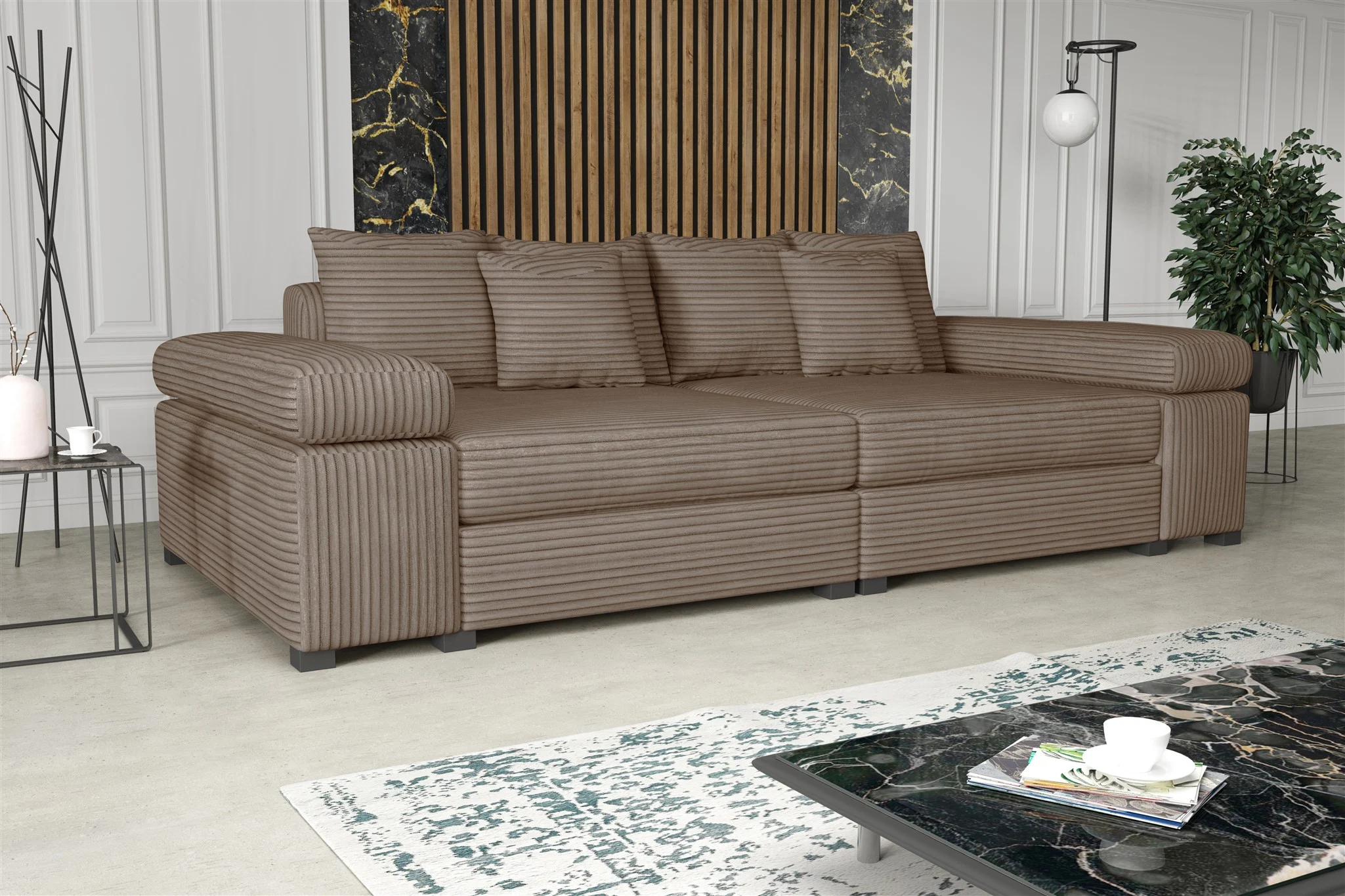 Big Sofa Couchgarnitur Megasofa Riesensofa AREZZO Stoff Tilia Milchkaffee - Fun Moebel