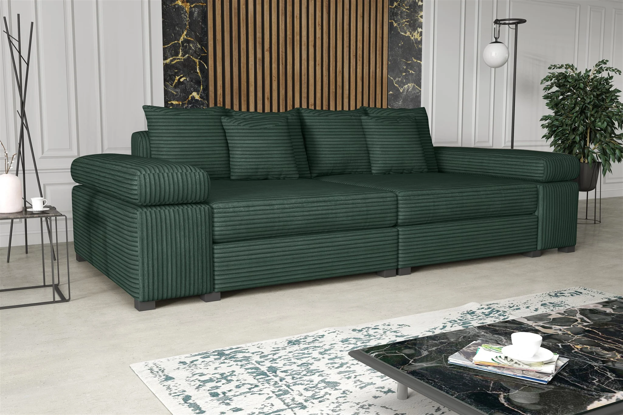 Big Sofa Couchgarnitur Megasofa Riesensofa AREZZO Stoff Tilia Flaschengrün - Fun Moebel
