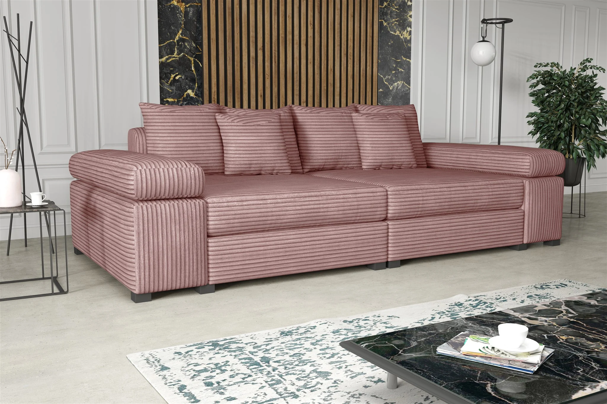 Big Sofa Couchgarnitur Megasofa Riesensofa AREZZO Stoff Tilia Rose - Fun Moebel