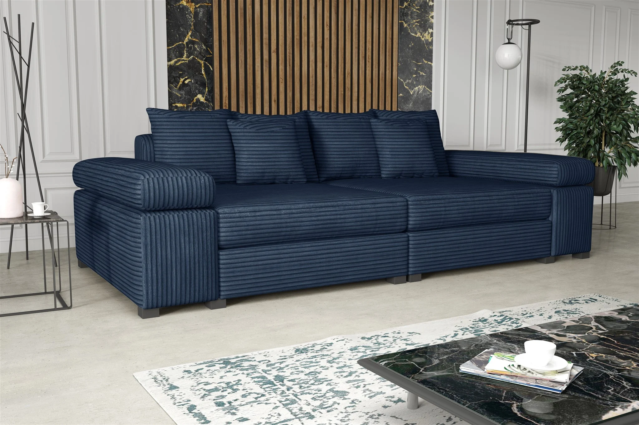 Big Sofa Couchgarnitur Megasofa Riesensofa AREZZO Stoff Tilia Dunkelblau - Fun Moebel