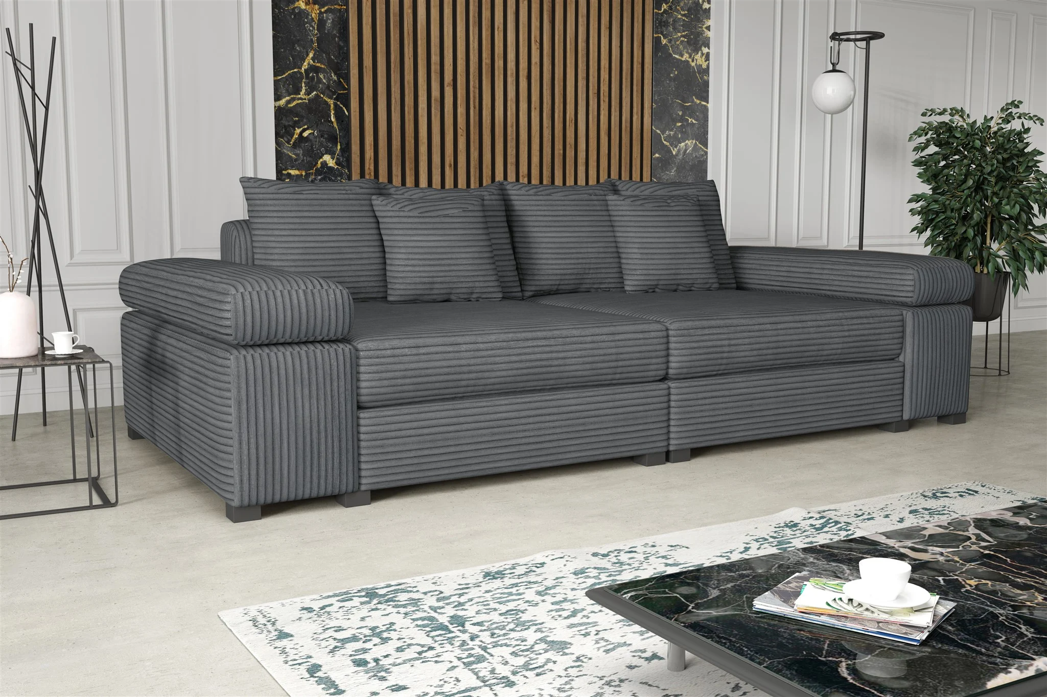 Big Sofa Couchgarnitur Megasofa Riesensofa AREZZO Stoff Tilia Dunkelgrau - Fun Moebel