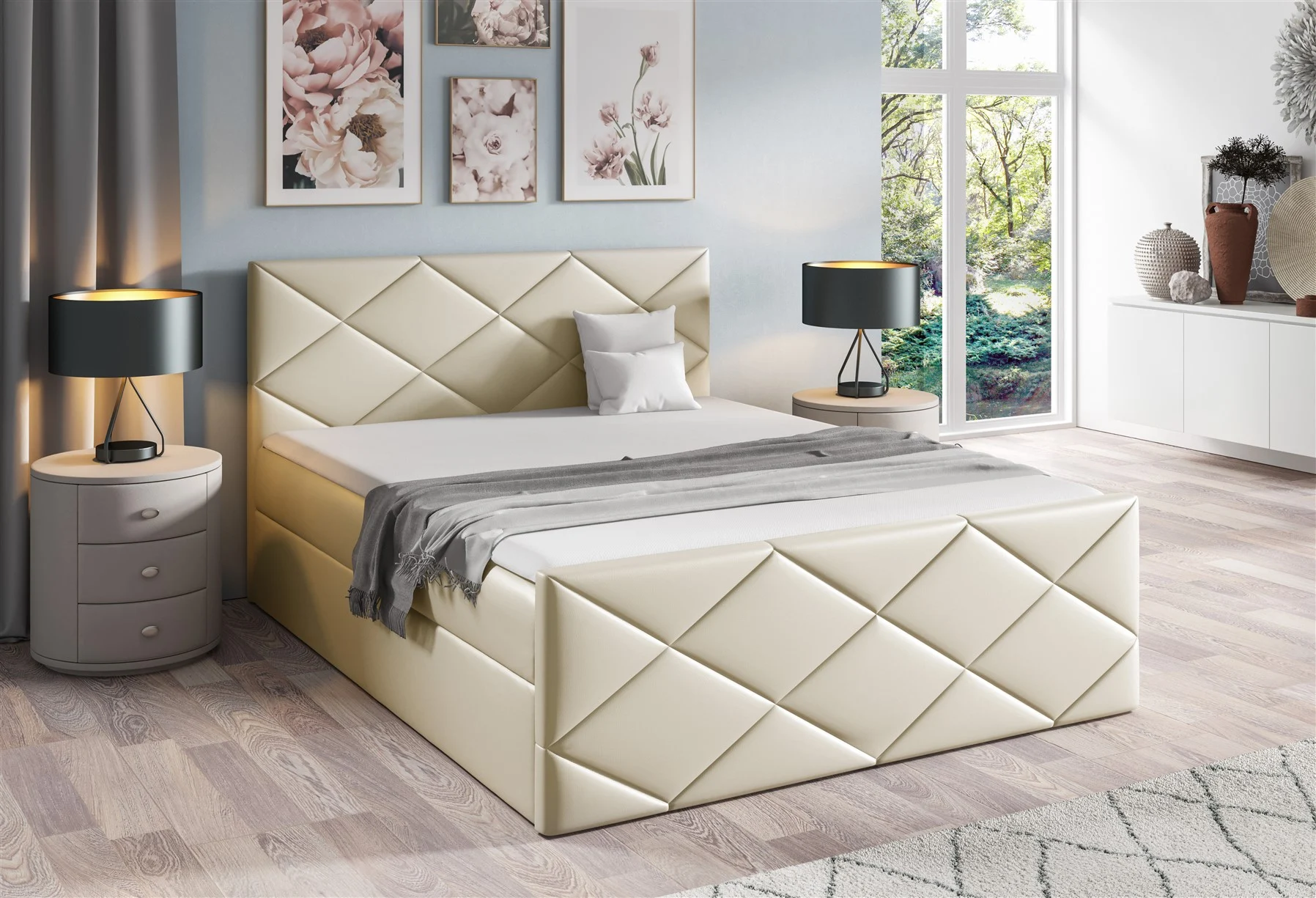 Boxspringbett Schlafzimmerbett HENRIK 160x220cm in div. Farbvarianten - Fun Moebel